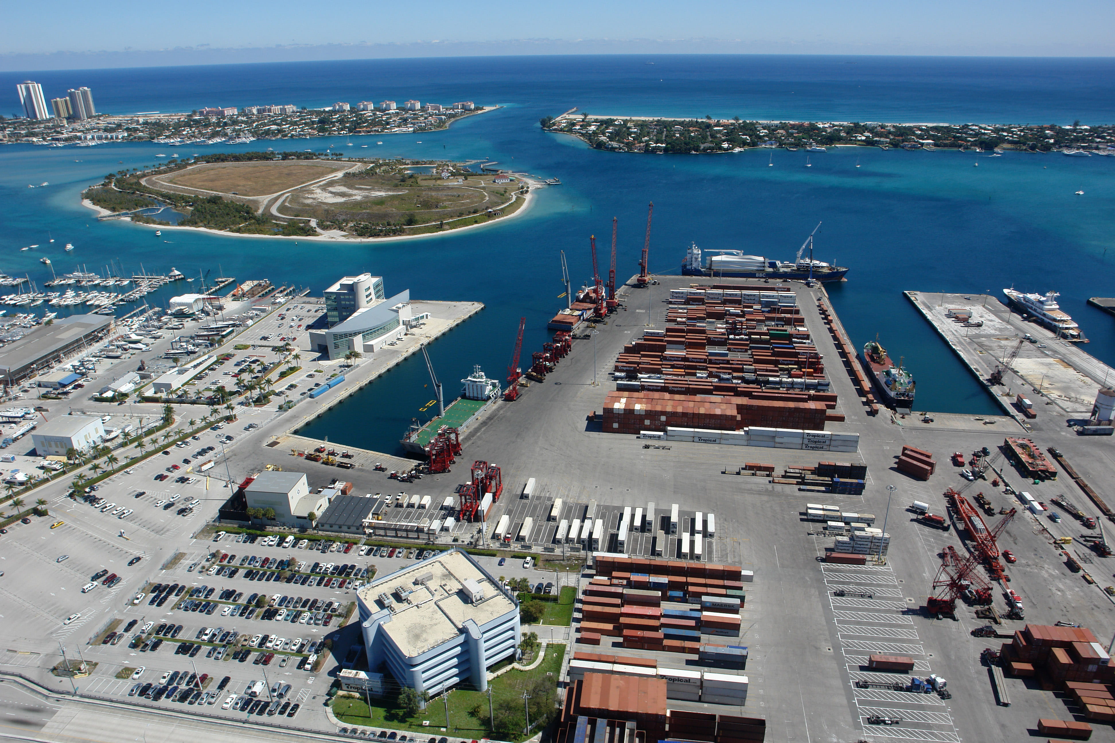 Palm Beach, public domain, high Angle View, coastline, mode of transportation, Florida, sea, Harbor, transportation, port, travel destinations, horizon over water, HD Wallpaper