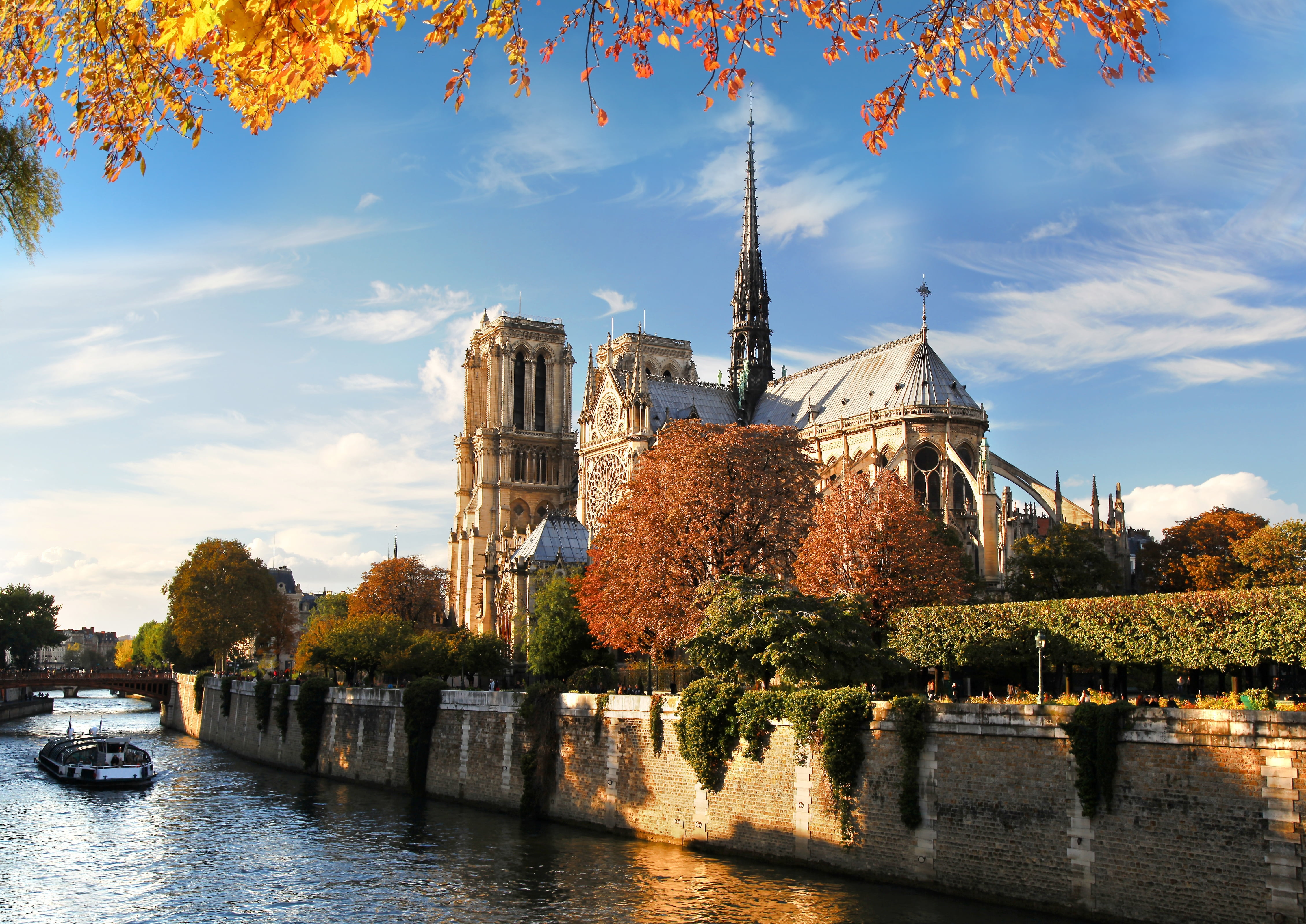built Structure, reflection, river, dome, beige, no people, place of worship, tree, tower, architecture, scenics, cathedral, old, blue, seine River, Hay, HD Wallpaper