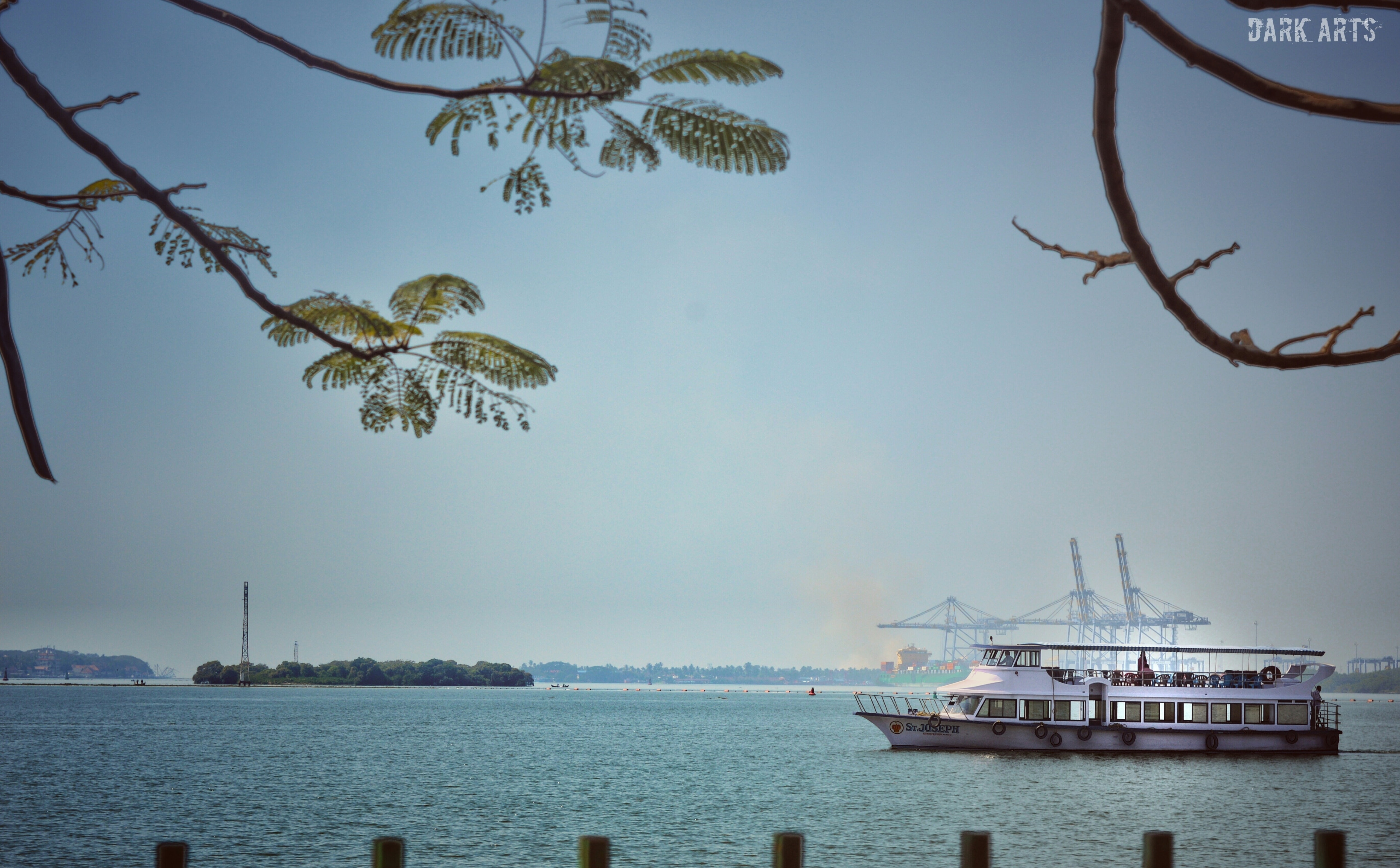 beauty in nature, branch, day, scenics - nature, tranquility, water, built structure, sea, marine, architecture, transportation, sky, yacht, tranquil scene, HD Wallpaper