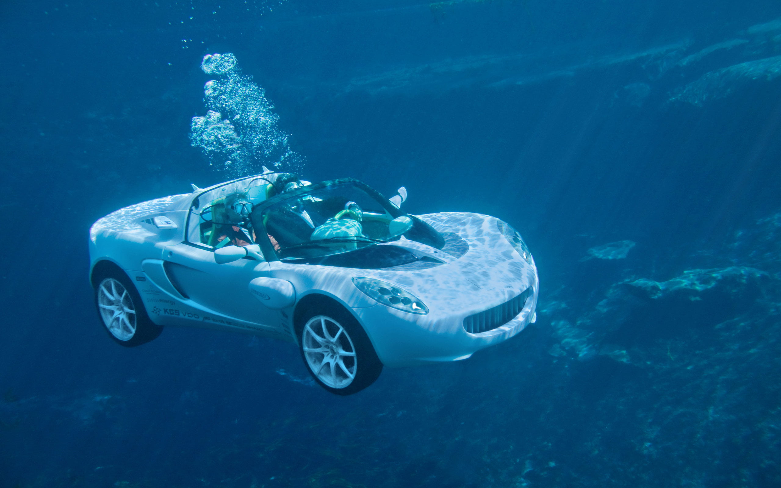 exploration, marine, driving, technology, sports Car, animal, under water, blue, 2K, mode of Transport, convertible, luxury, shiny, machine, modern, white, HD Wallpaper