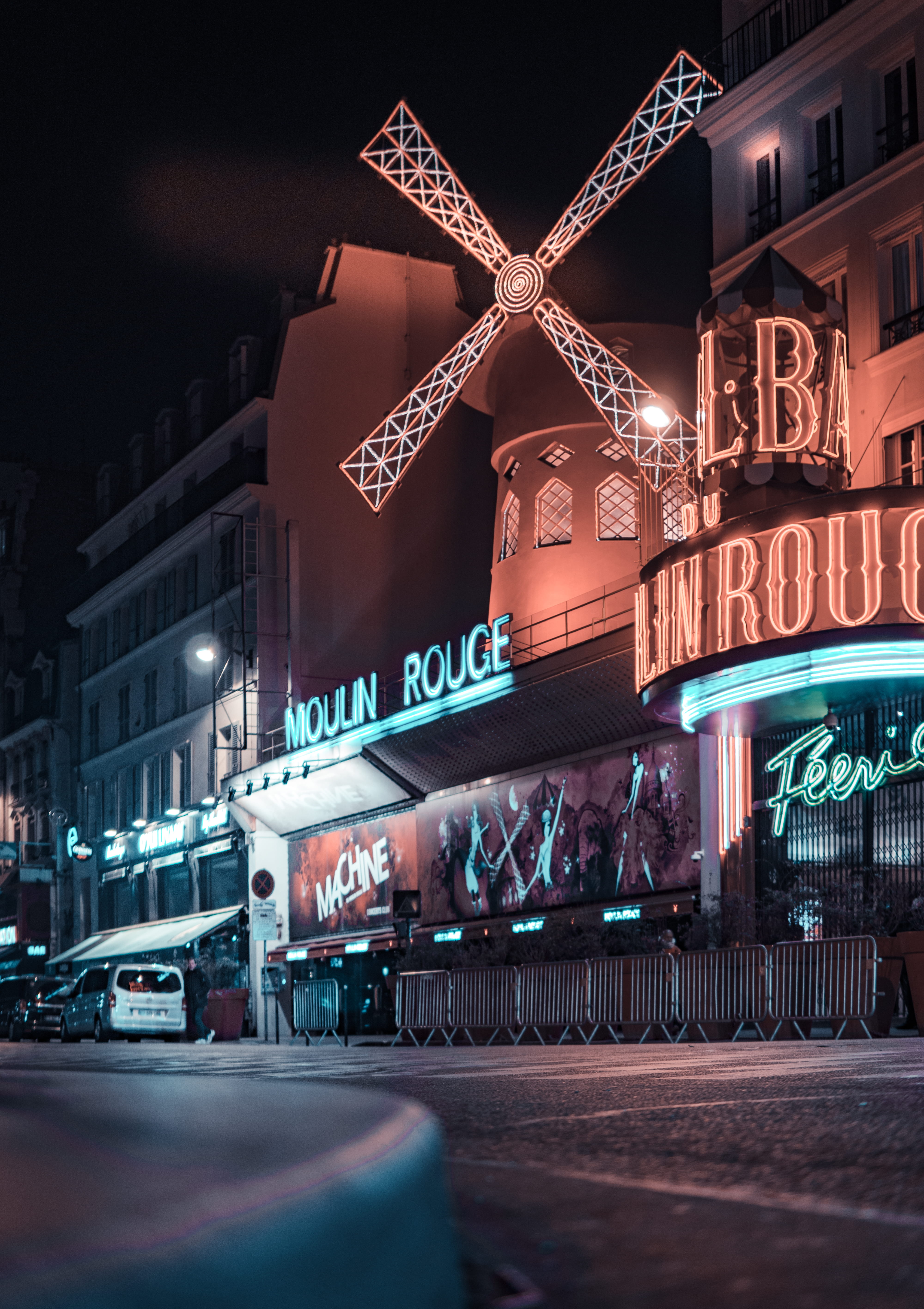 travel, christmas, neon, no people, structure, night, architecture, curb, moulin, built structure, quiet, rouge, building exterior, decoration, nature, Phone HD Wallpaper