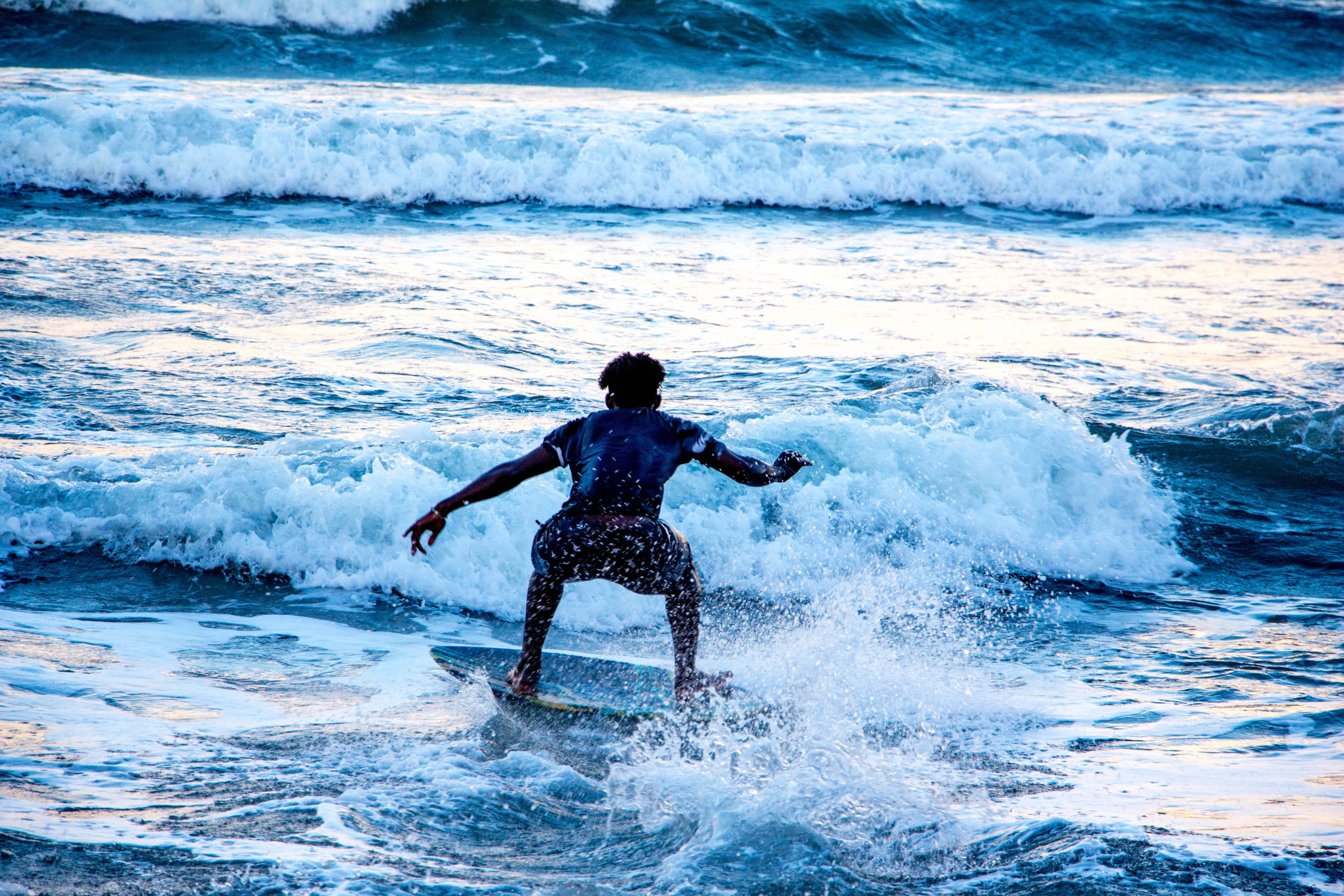dominican, lifestyles, nature, 5K, one person, leisure activity, water, cabarete, beach, surfing, flowing water, men, ocean, outdoors, black, sea, motion, HD Wallpaper