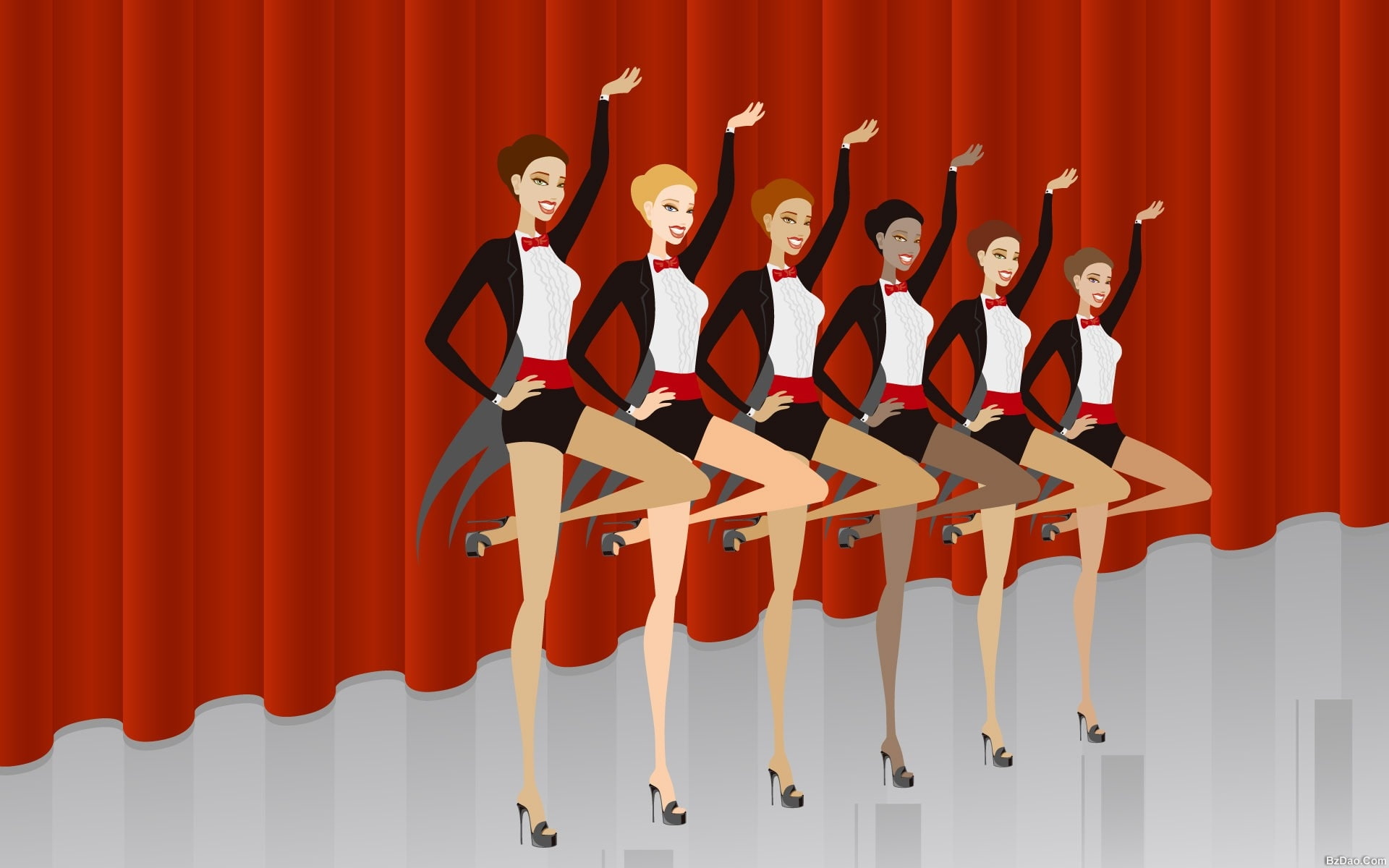 mujeres, bailando, cabaret, vector, 1080P, abstracto, HD Wallpaper