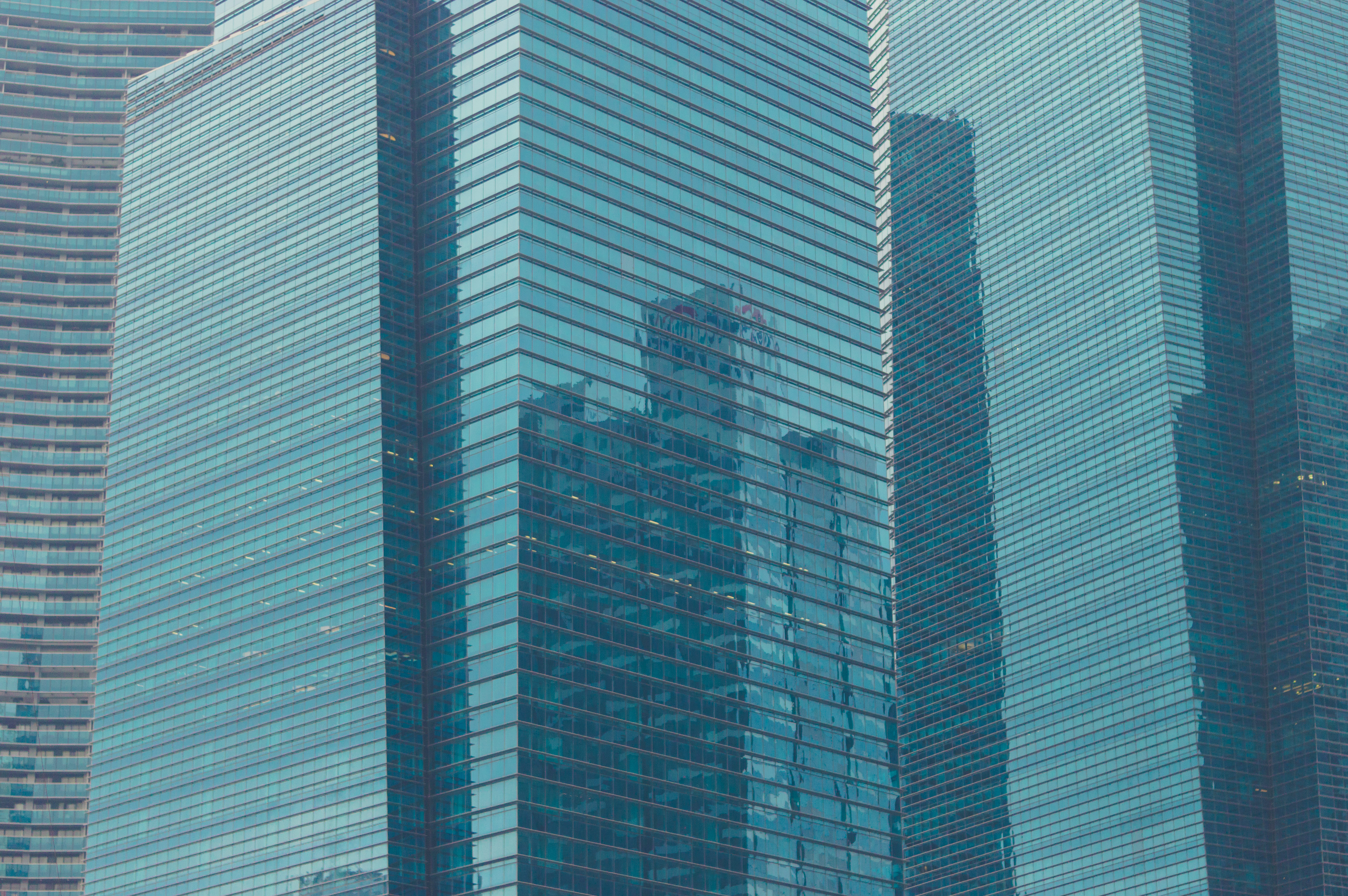 sky, reflection, form, outdoors, skyline, 8K, full frame, one marina boulevard, singapore, cool, desktop, 4k, business, low angle view, 1080p, architecture, HD Wallpaper