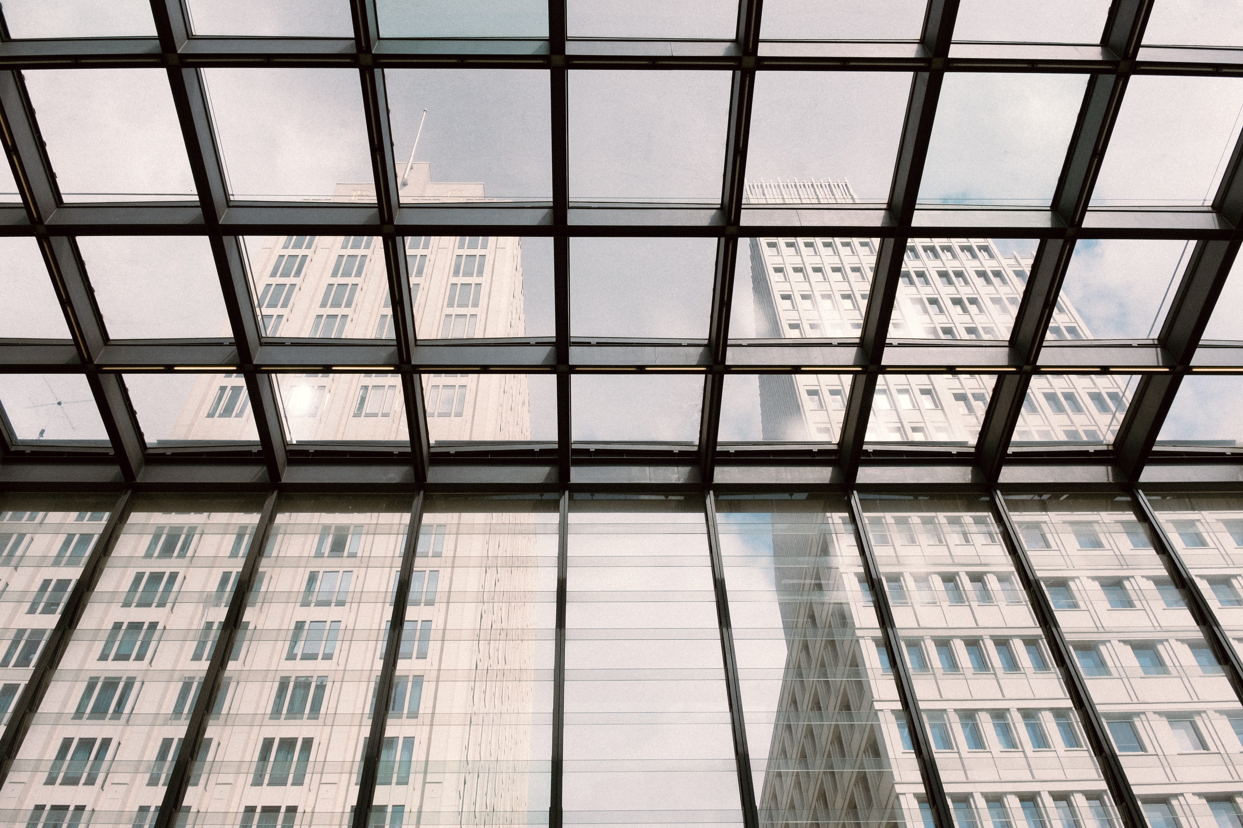potsdamer, modern, Berlin, shape, ceiling, business, backgrounds, Potsdamer Platz, no People, office Building, geometric shape, outdoors, built Structure, HD Wallpaper