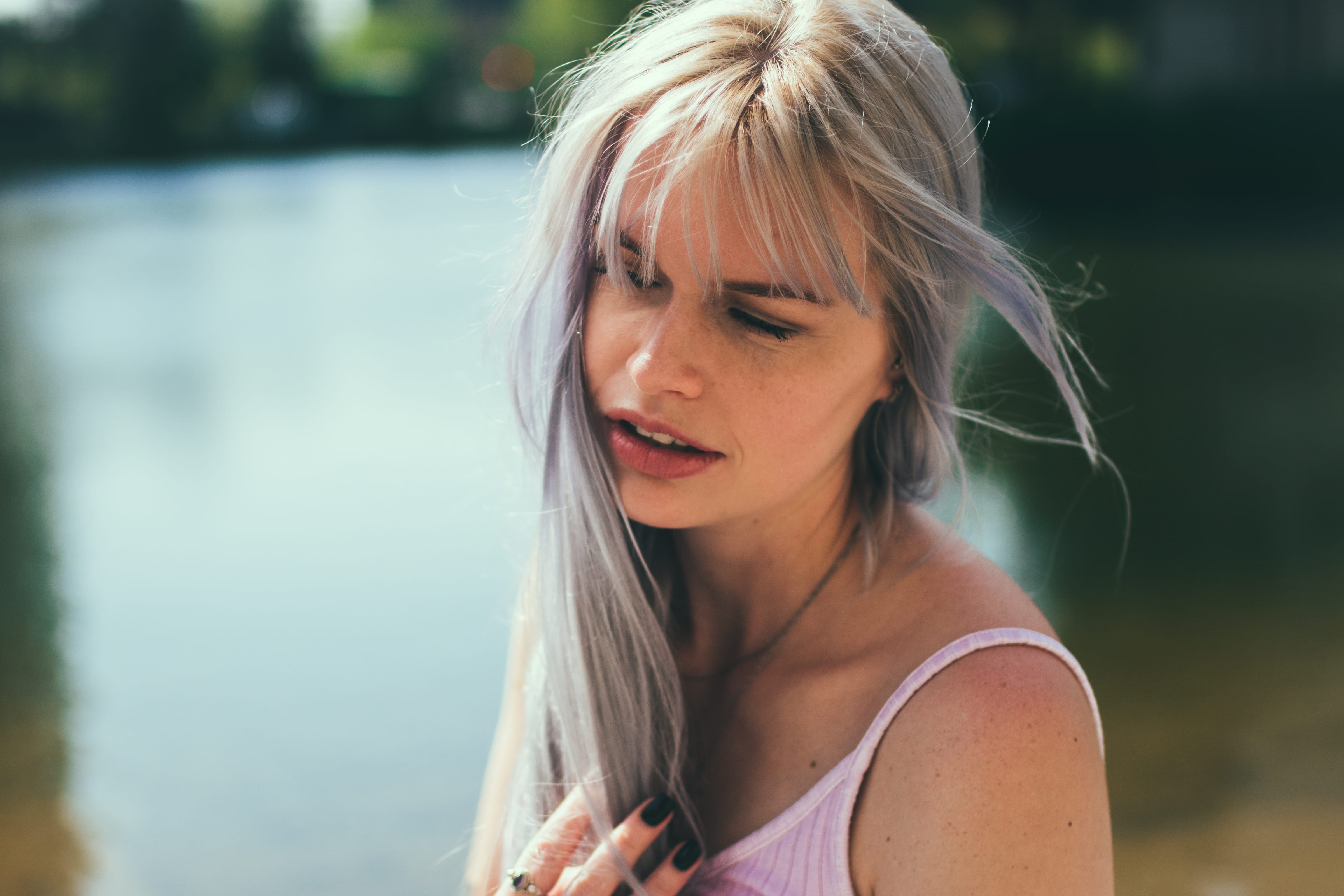 kid, woman, close-up, portrait, face, adult, hairstyle, women, outdoors, human, young women, beautiful woman, female, sunny, beauty, finger, girl, hair, HD Wallpaper