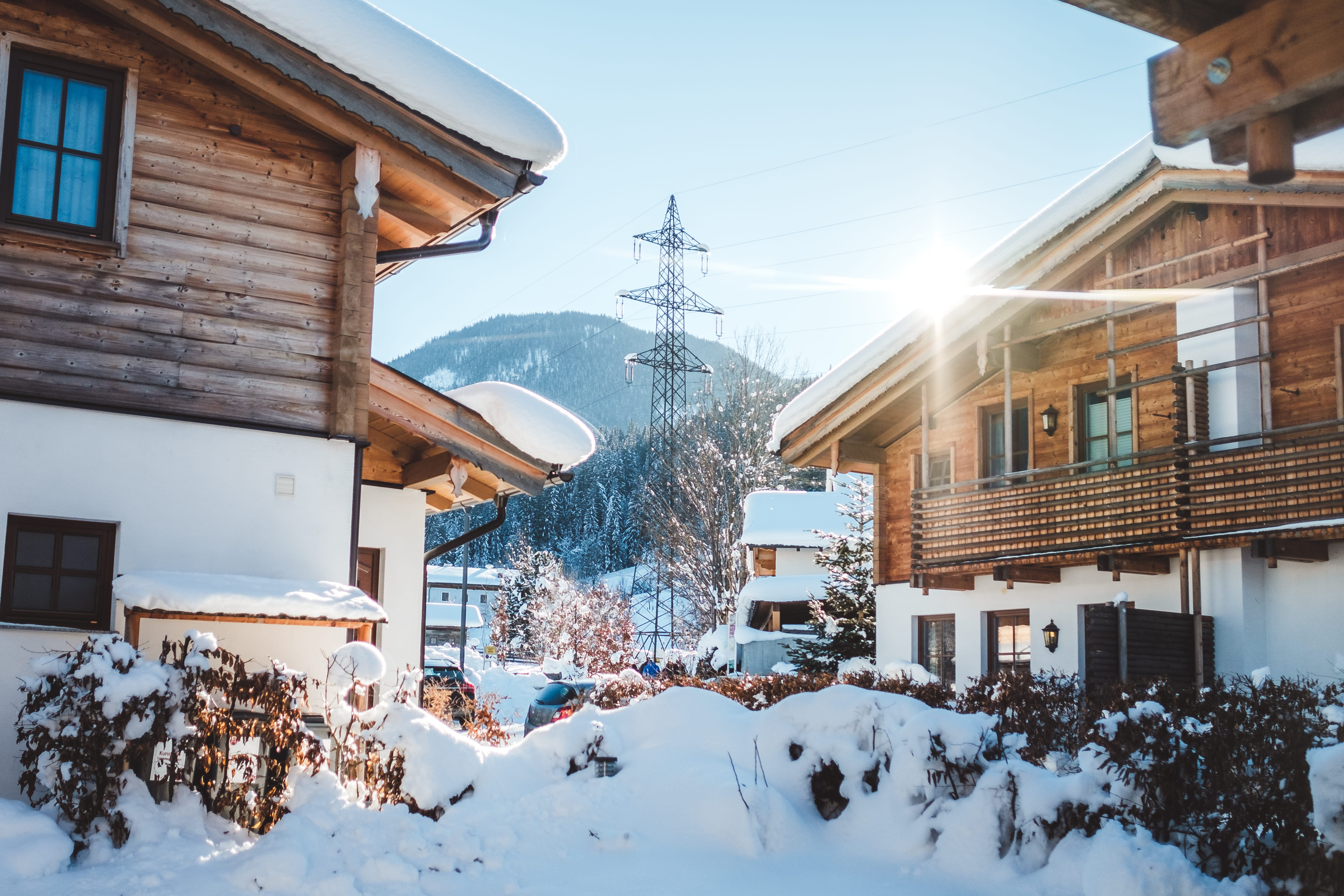 home, tree, cold, sky, sunrise, residential district, ice, day, extreme weather, cold temperature, scenic, snow, resort, outdoor, snowdrift, frozen, winter landscape, HD Wallpaper