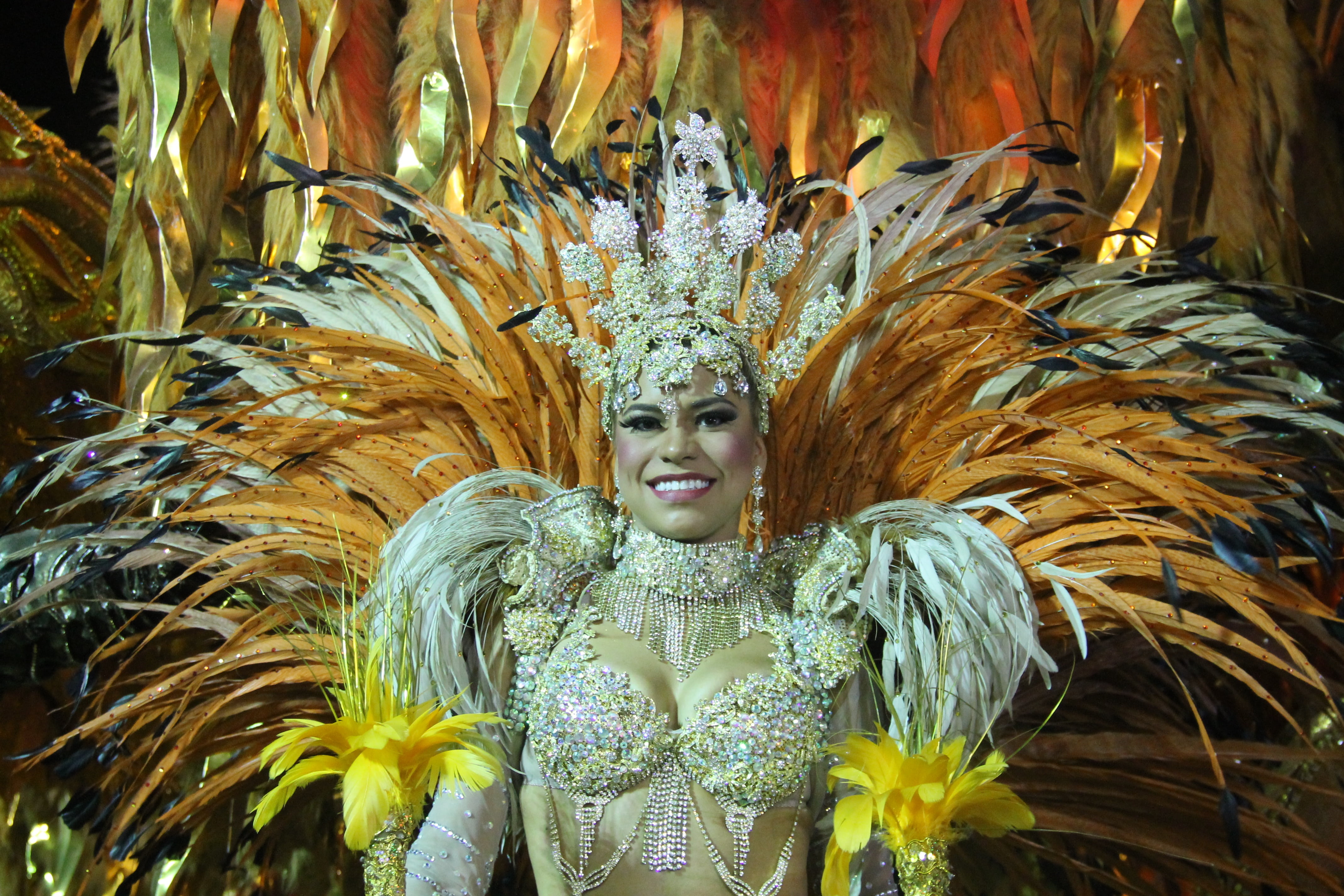 lifestyles, waist up, one person, headdress, front view, hairstyle, brazil, rio, headwear, orange, leisure activity, costume, young women, young adult, HD Wallpaper