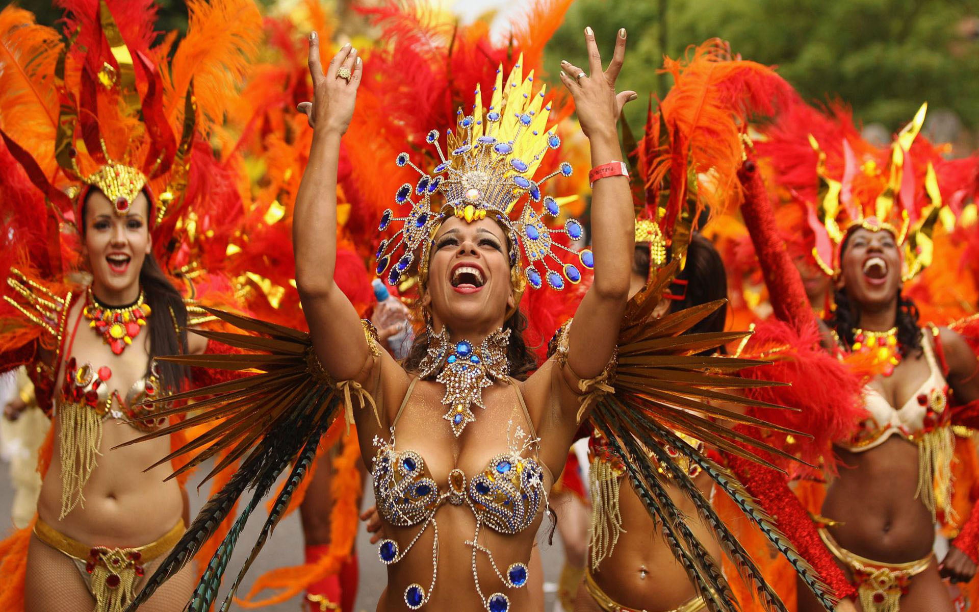 event, costume, traditional dancing, performance, rio, emotion, 1080P, performing arts event, bailando, traditional clothing, multi colored, front view, HD Wallpaper