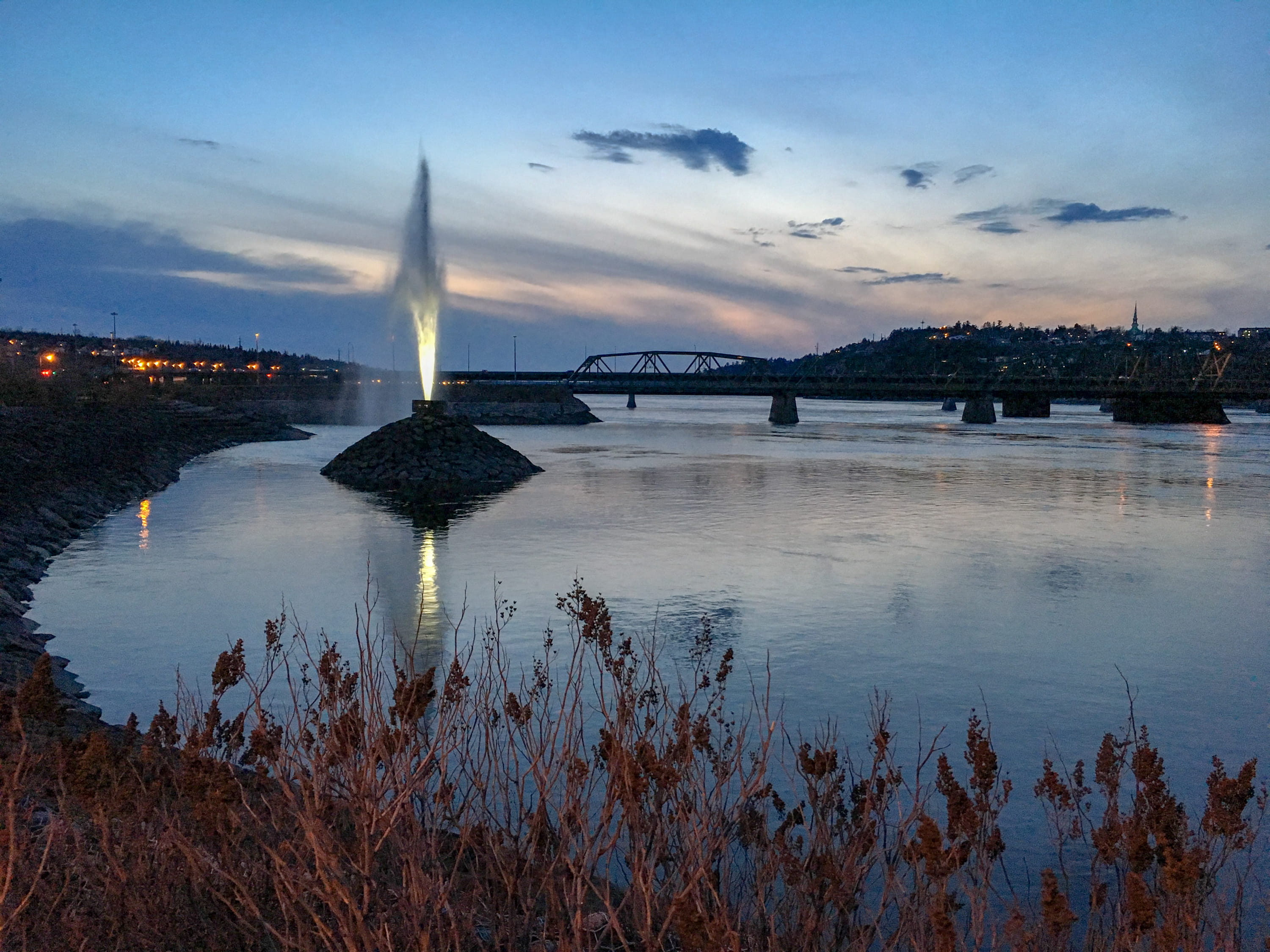 connection, sky, cloud - sky, city, saguenay, chicoutimi, sea, architecture, no people, bridge, travel destinations, canada, sunset, outdoors, dusk, bay, HD Wallpaper