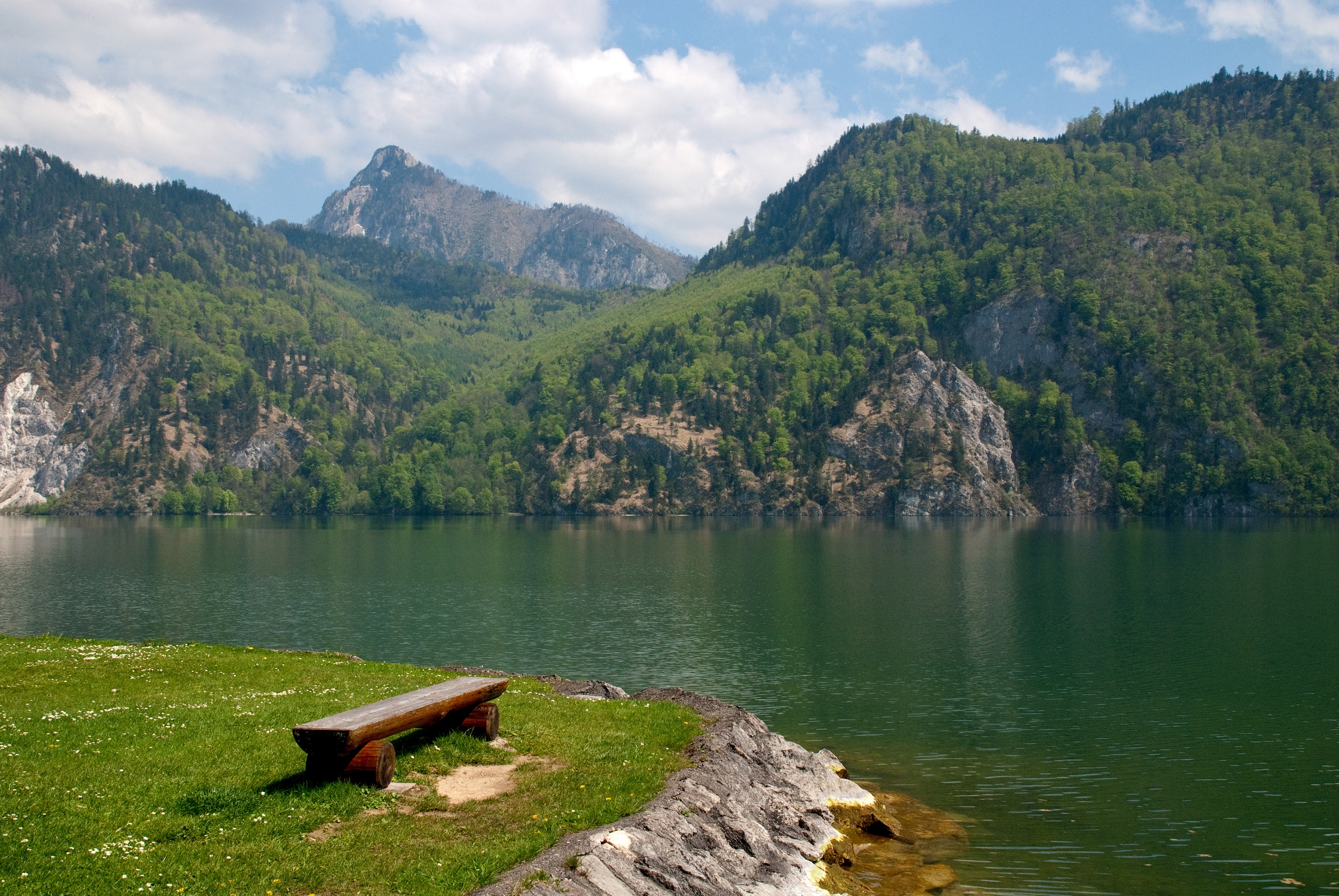 nature, mountain range, non-urban scene, beside, holidays, daytime, austria, green color, leaf, holiday, bank, tranquil scene, nautical vessel, idyll, green, HD Wallpaper