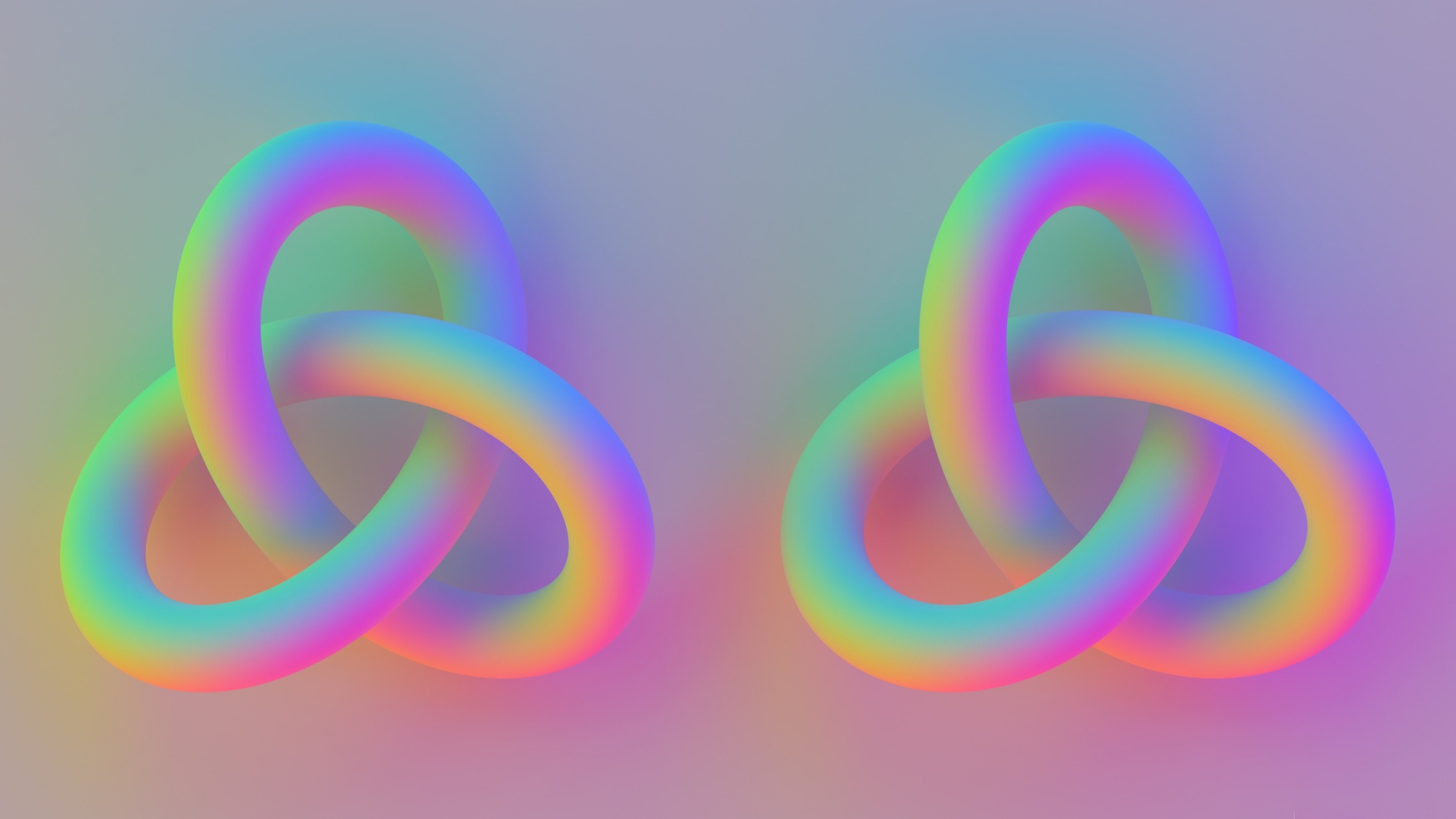 torus, knot, multicolored, 5k, pink, 3d, decors, 4k, two, HD Wallpaper