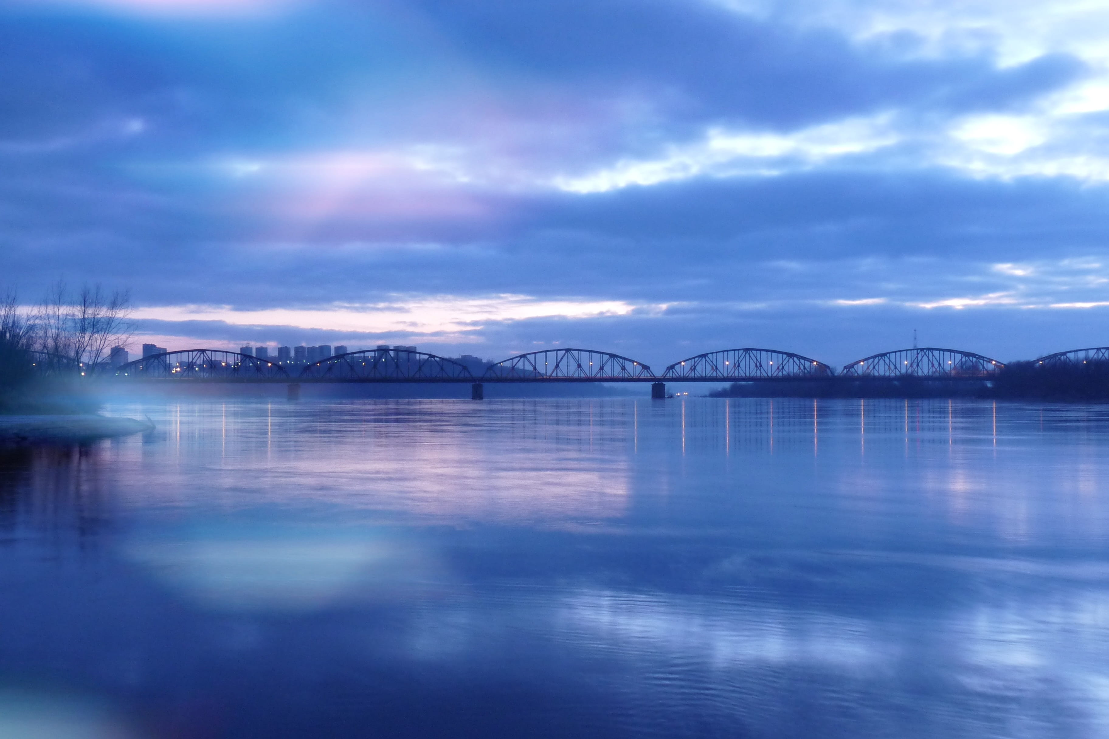 summer, sunset, transportation, bridge, beautiful, poland, architecture, townscape, monolithic part of the waters, landscape, built structure, alive, color, HD Wallpaper