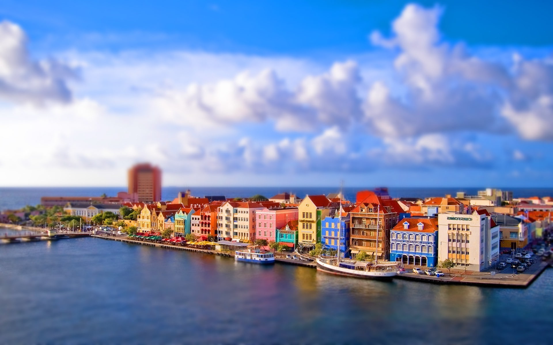 Tilt Shift, Cityscape, Curacao Island, building, island, city, 1080P, HD Wallpaper