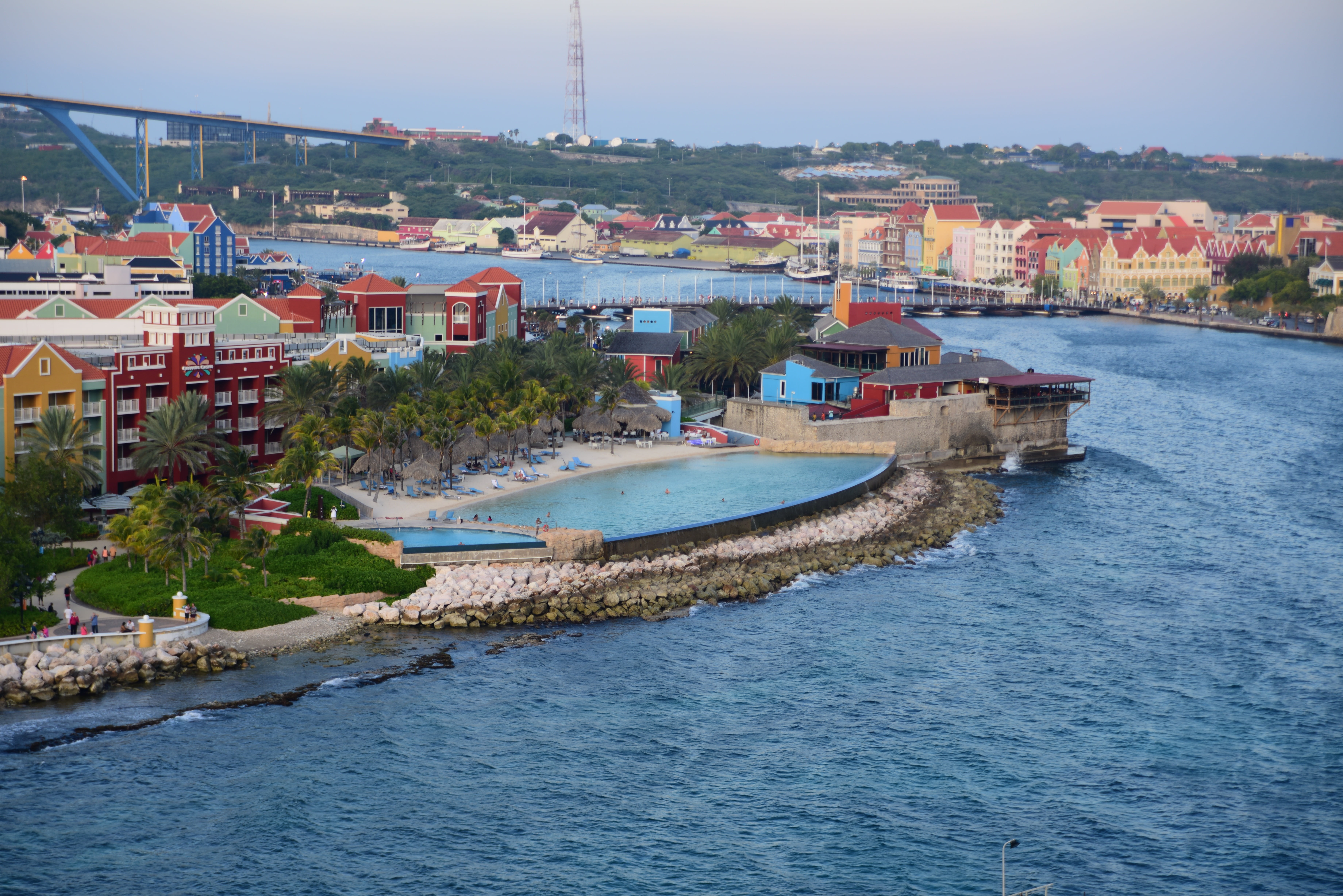 tranquil, building, sky, town, caribbean, nautical vessel, vacation, ocean, destination, island, cityscape, scenery, resort, building exterior, scenic, HD Wallpaper