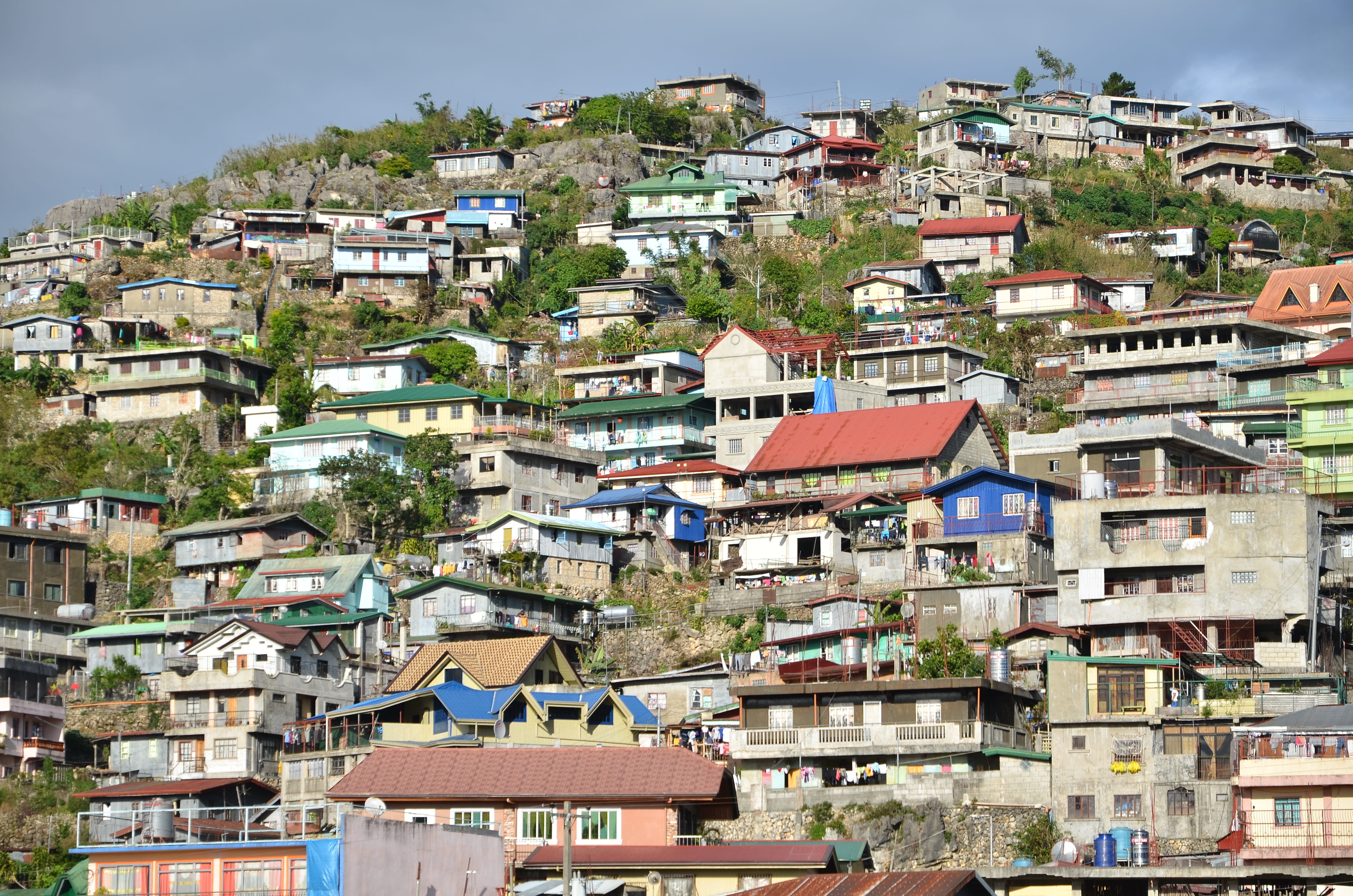 crowded, travel destinations, house, townscape, community, building, roof, tree, apartment, built structure, philippines, town, day, baguio, residential district, HD Wallpaper