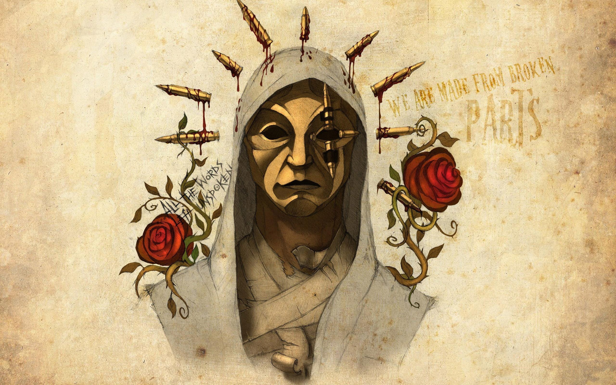 2K, hollywood undead, parts, we are made from broken parts, music, made, hollywood, broken, illustration, undead, 2560x1600, HD Wallpaper