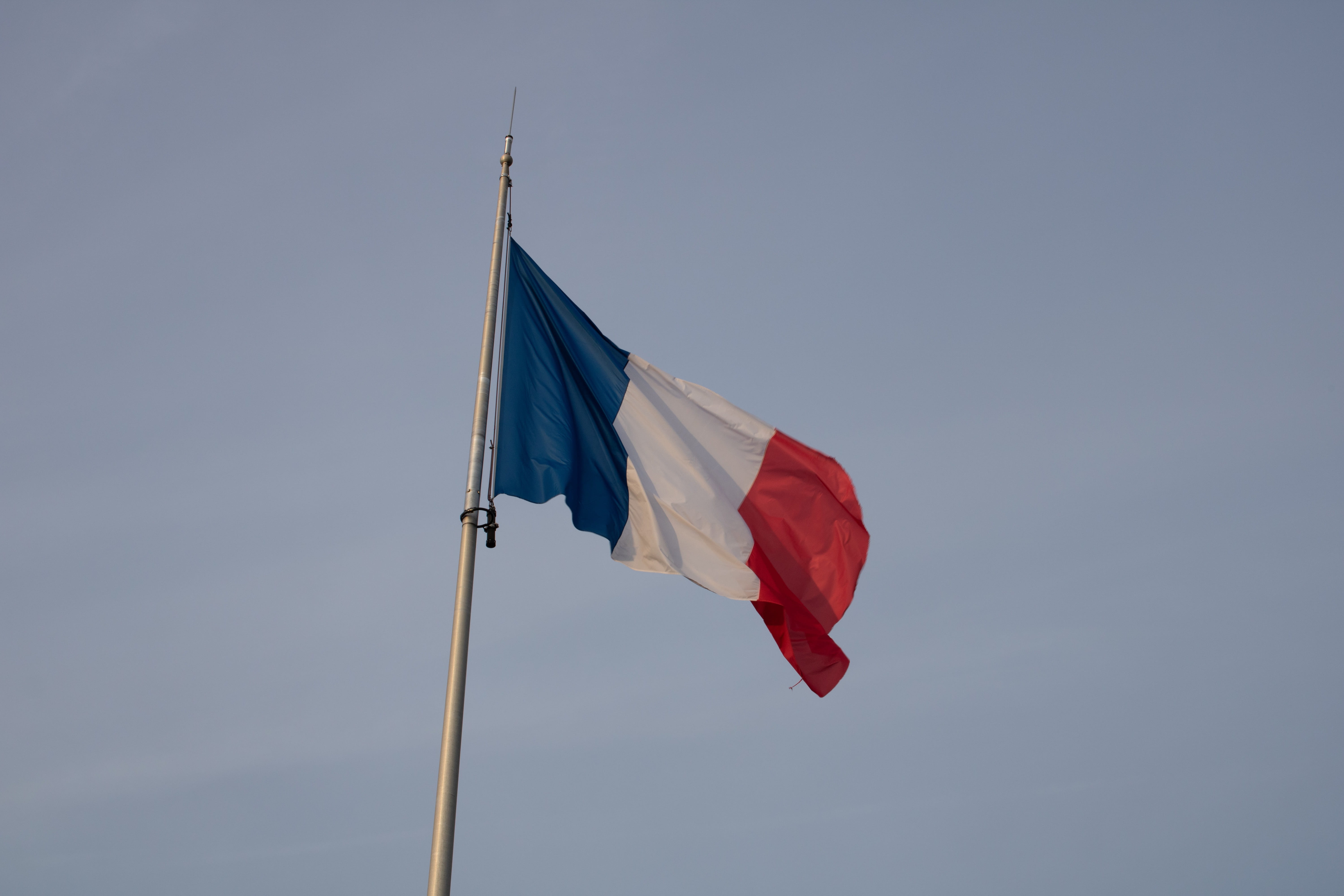 pole, copy space, flag, no people, striped, environment, nature, wind, day, national icon, france, paris, blue, outdoors, patriotism, shape, waving, 5K, HD Wallpaper