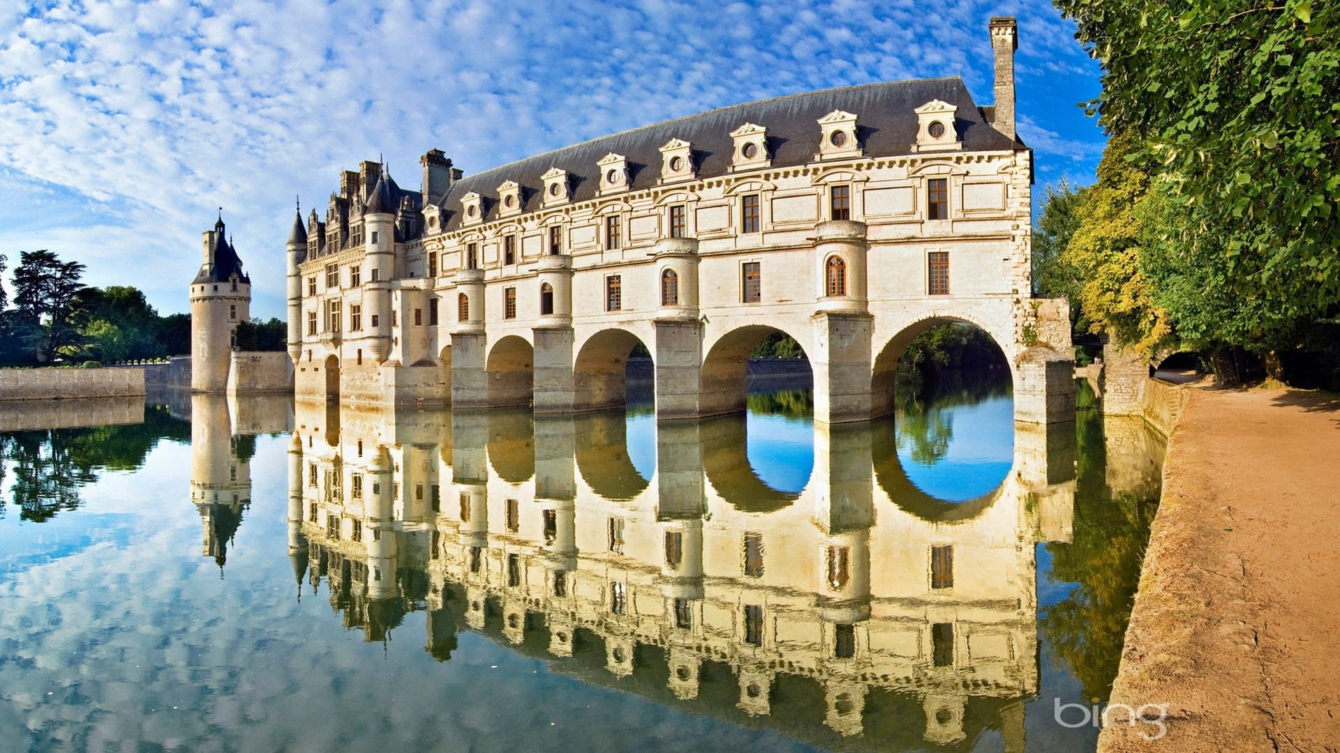 Castle, 1080P, France, Reflection, Castles, Château De Chenonceau, HD Wallpaper