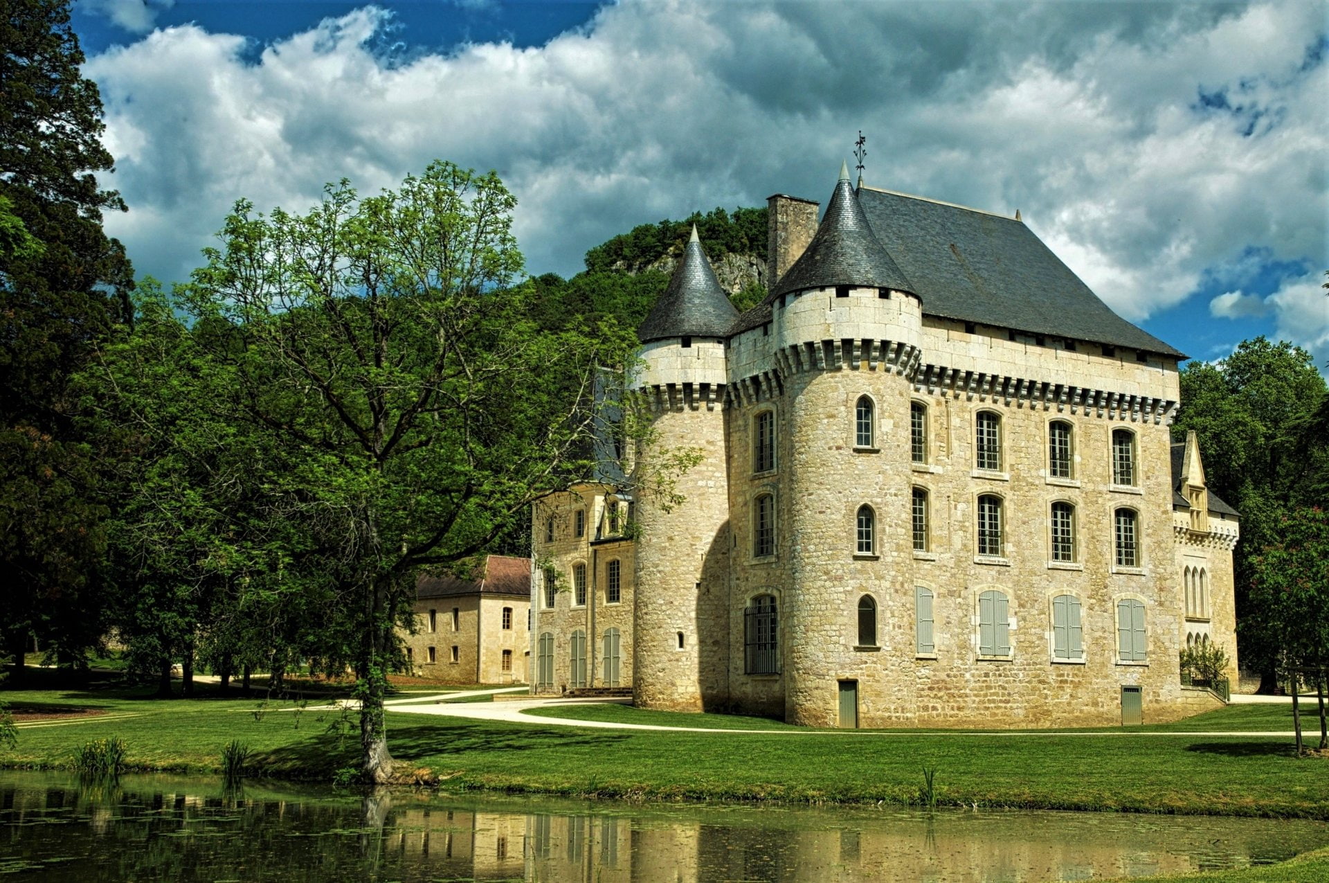 Château de Puymartin, Green, 1080P, France, Architecture, Tree, Castle, Castles, HD Wallpaper