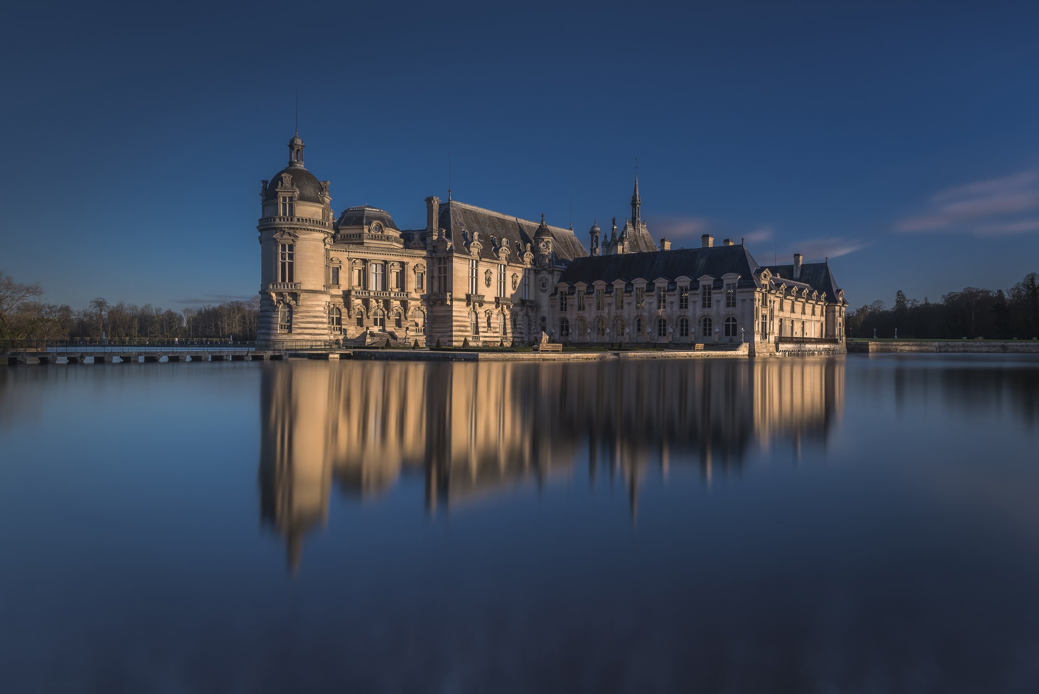 1080P, reflection, Chateau de Chantilly, France, lake, castle, HD Wallpaper