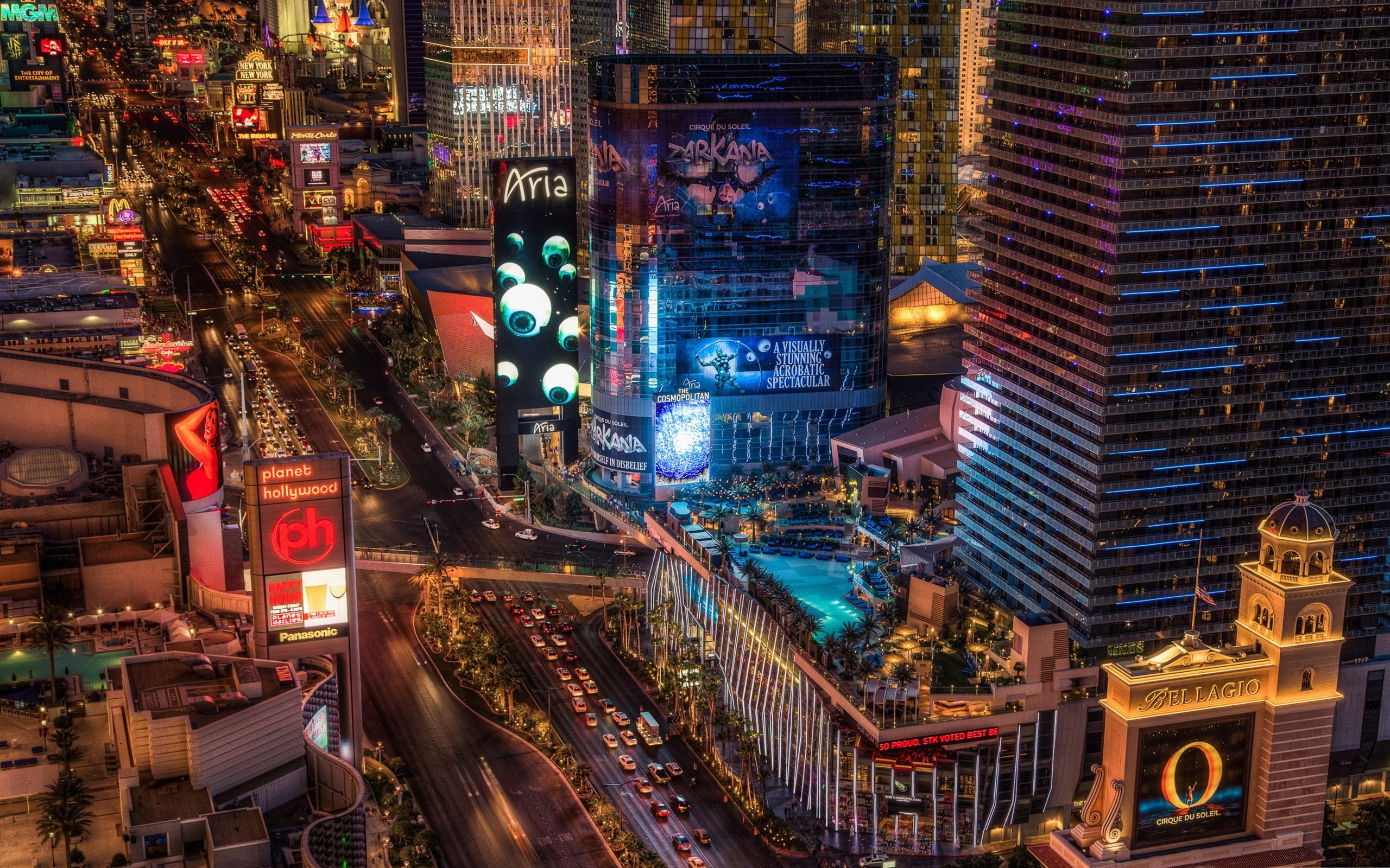 street, outdoors, transportation, neon, modern, building exterior, cityscape, motion, office building exterior, city, las, nightlife, no people, vegas, HD Wallpaper