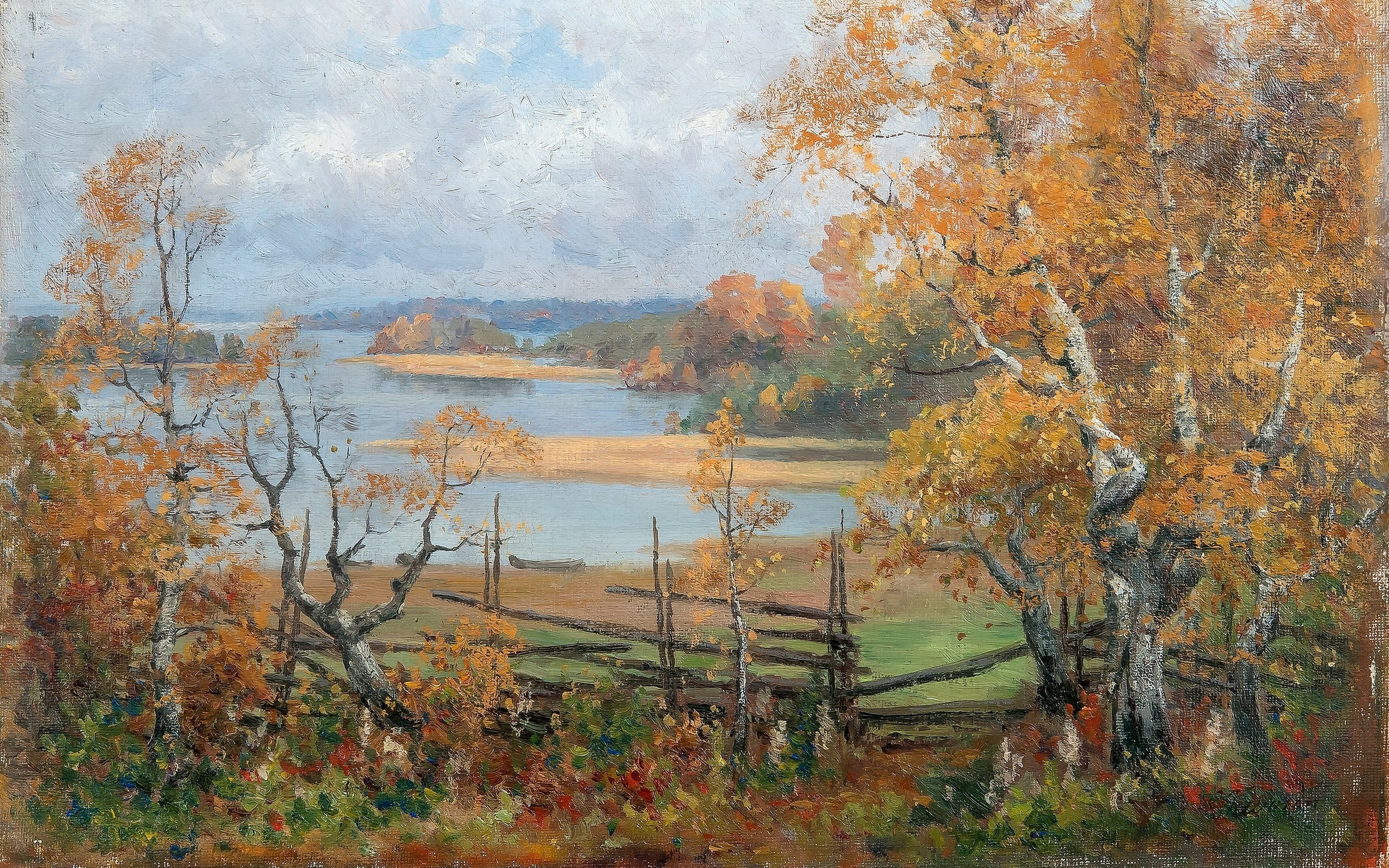 2K, Autumn mood, Finnish painter, oil on canvas, Finnish artist, Ellen Favorin, HD Wallpaper