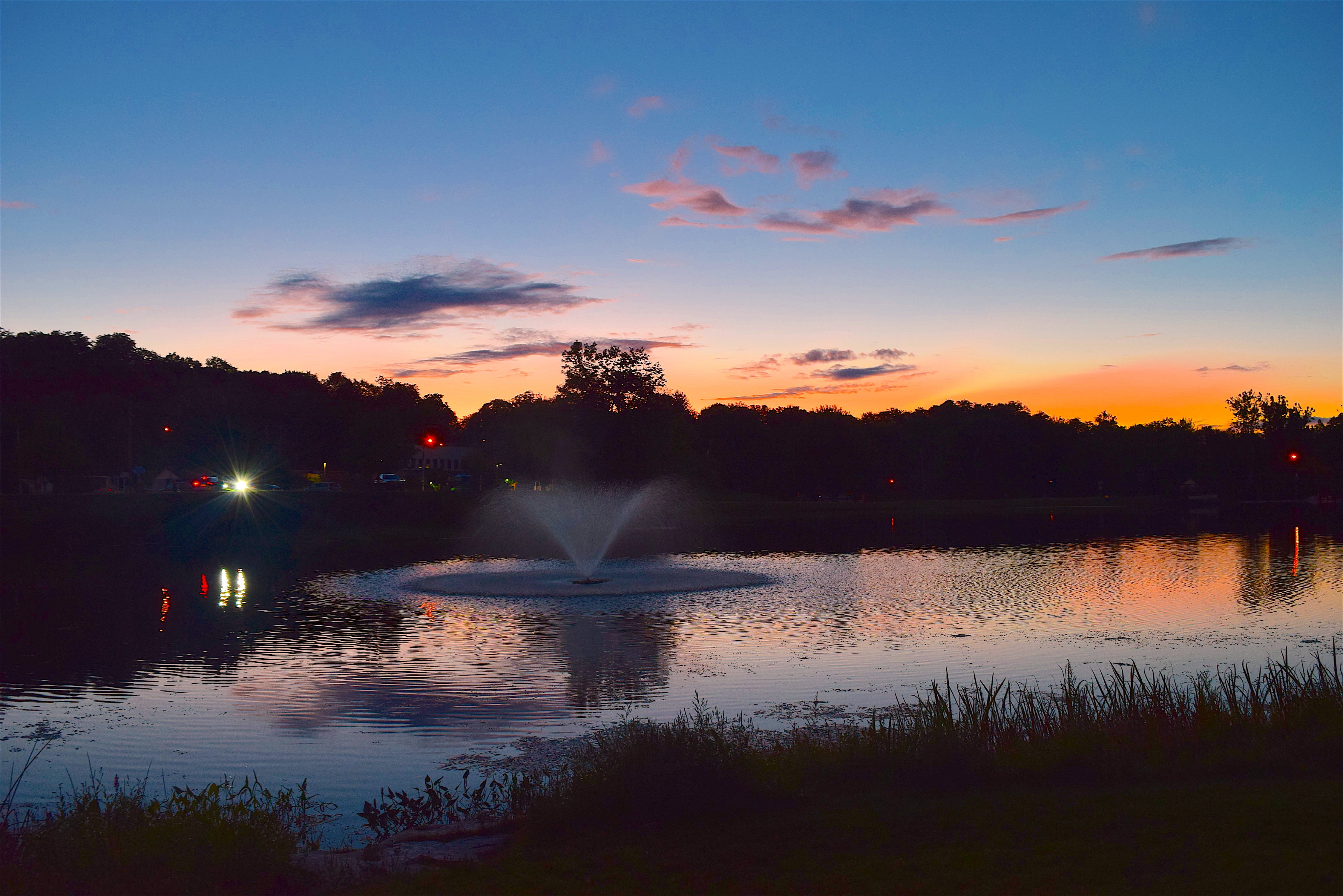 cloud - sky, water, environment, fountain, tranquil, landscape, tree, dusk, calm, plant, sun, scenics - nature, silhouette, nature, evening, sunset, sunlight, HD Wallpaper