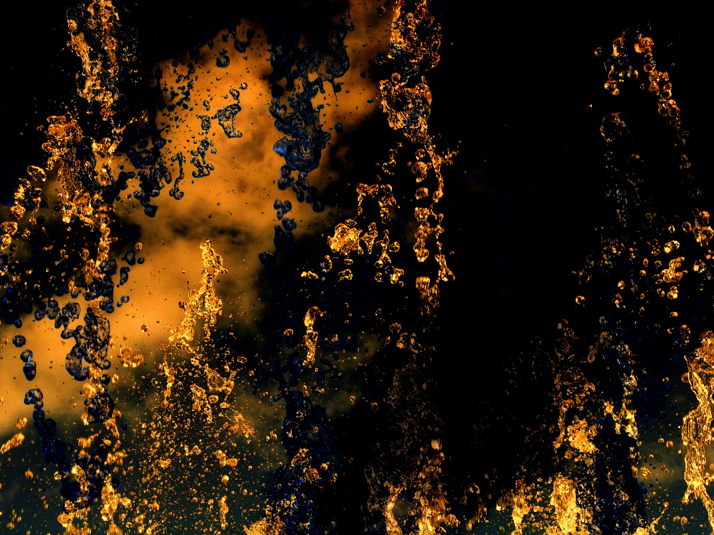 tree, water, full frame, sky, orange color, a dark texture, digital, abstract, the color orange, nature, pool, texture, liquid, flowing, pattern, HD Wallpaper