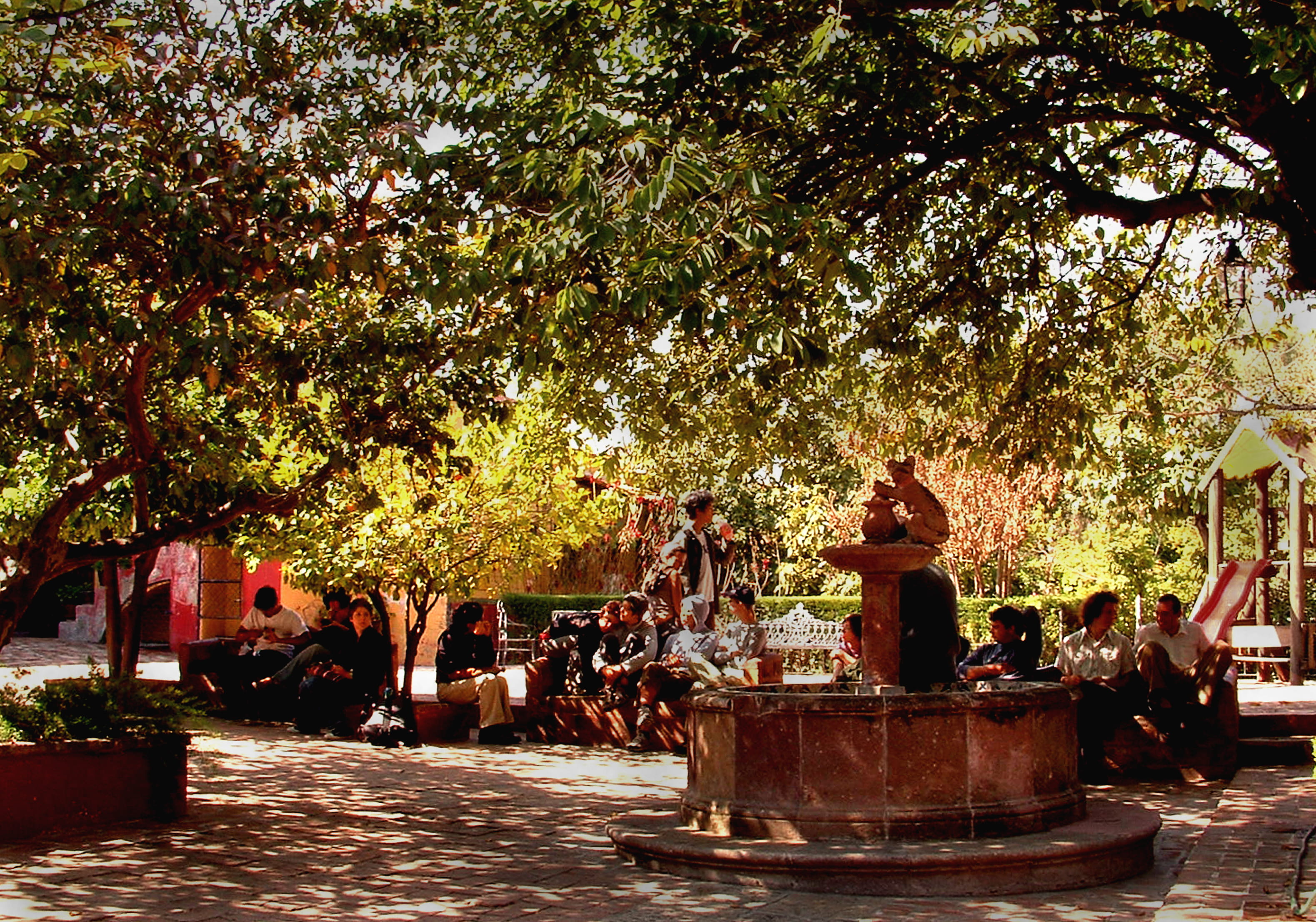 hotel, park - man made space, human, mexico, san miguel de allende, nature, shade, tree, art and craft, built structure, girl, day, 2K, representation, HD Wallpaper