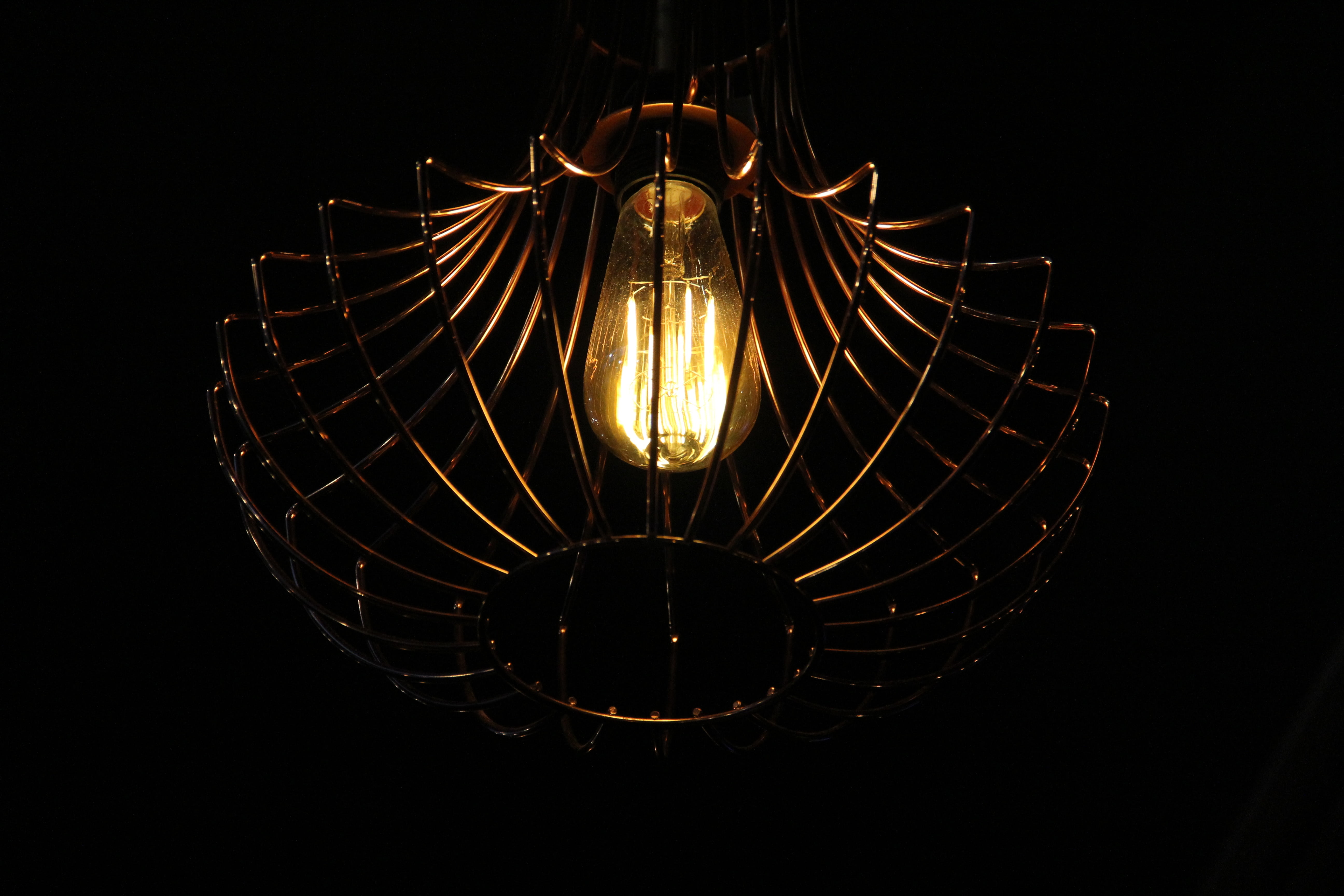 glowing, light, traditional, glass - material, power supply, luminosity, brass, hanging, filament, light bulb, light - natural phenomenon, black background, HD Wallpaper