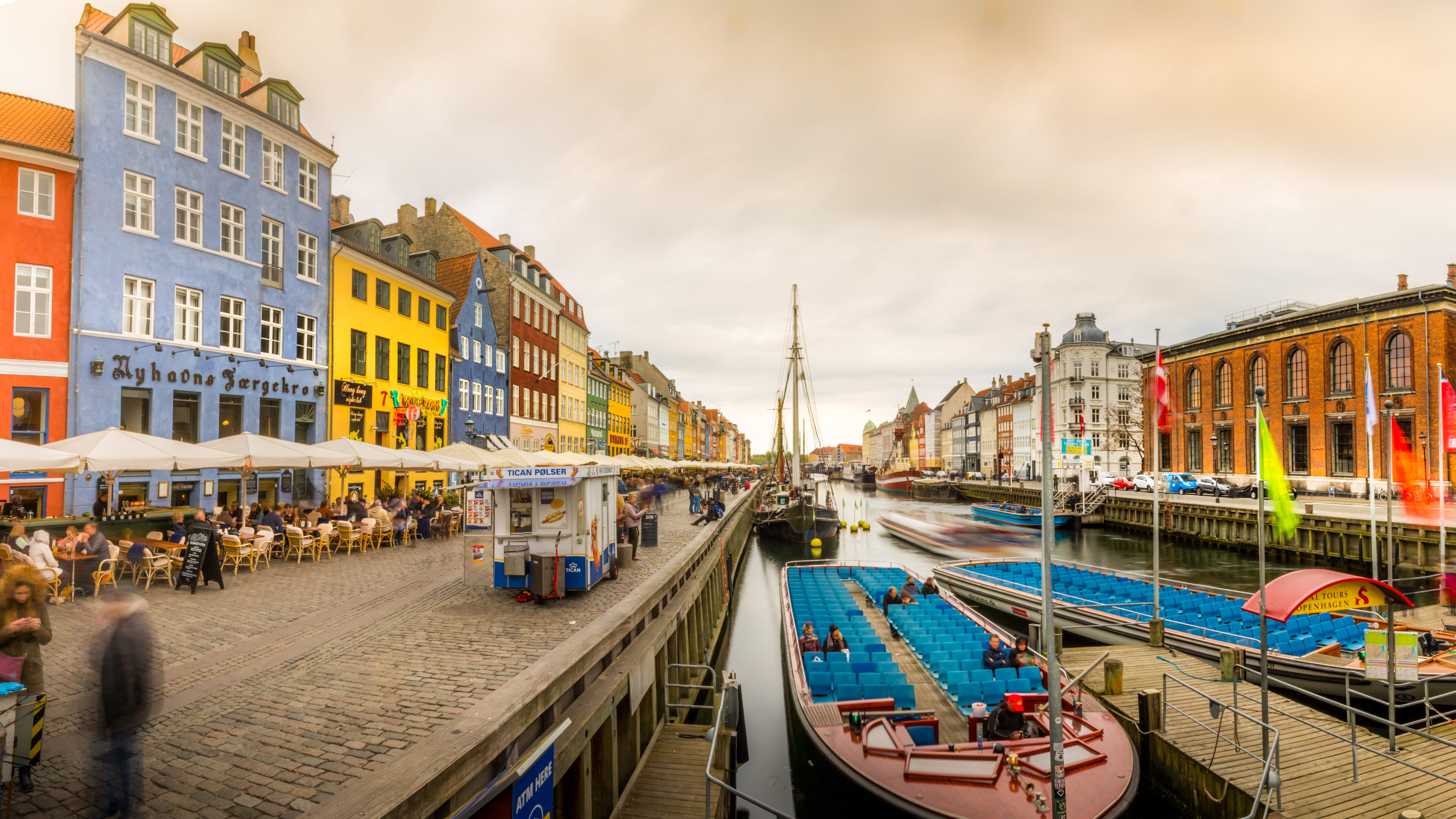 old building, building exterior, travel destinations, copenhagen, peaceful, transportation, buildings, facade, people, sailing ships, overcast, lake, urban, HD Wallpaper