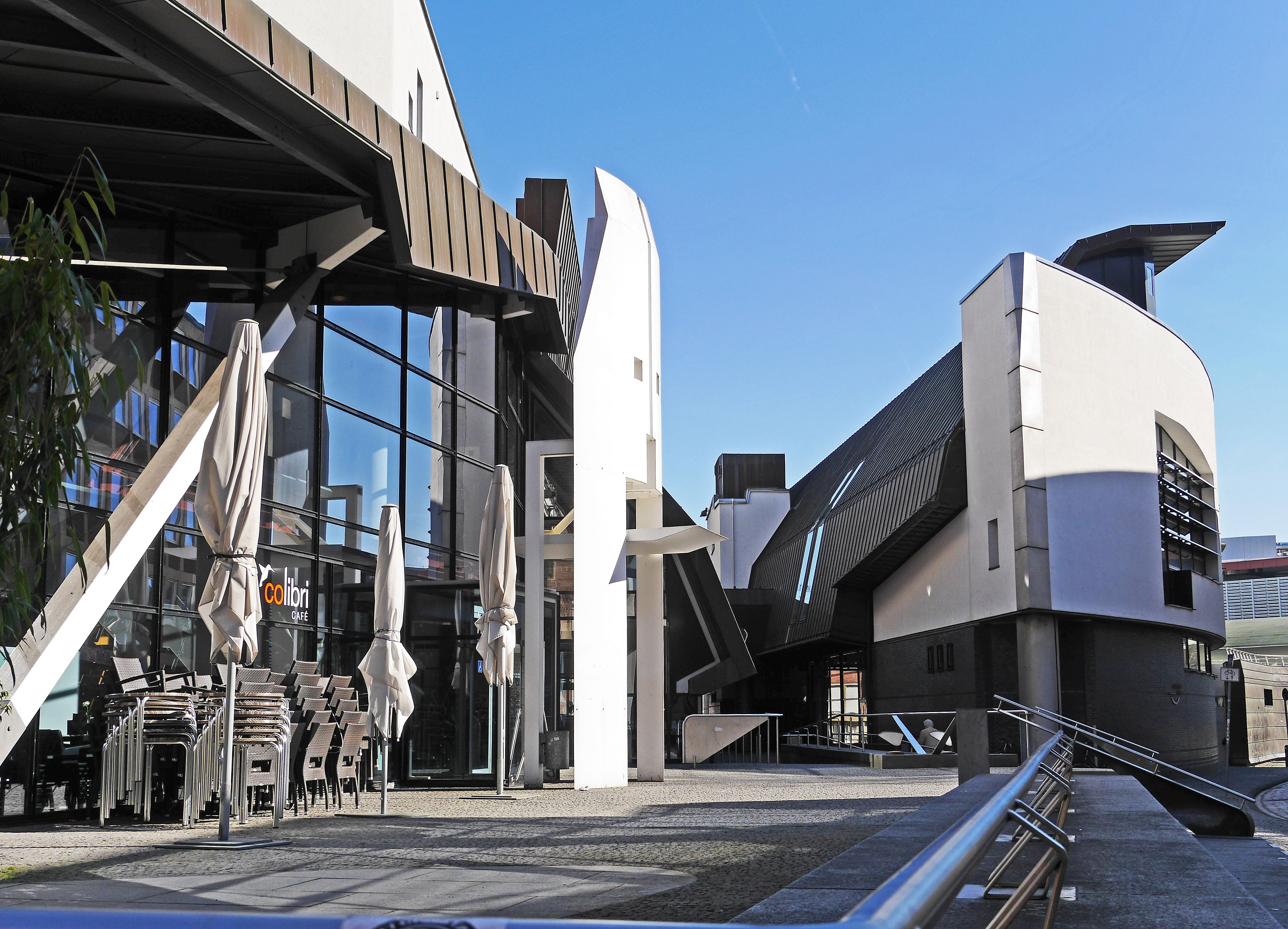 no people, day, cafe, building exterior, new building, library, building, built structure, münster, westfalen, architecture award, sunny, nature, blue, HD Wallpaper
