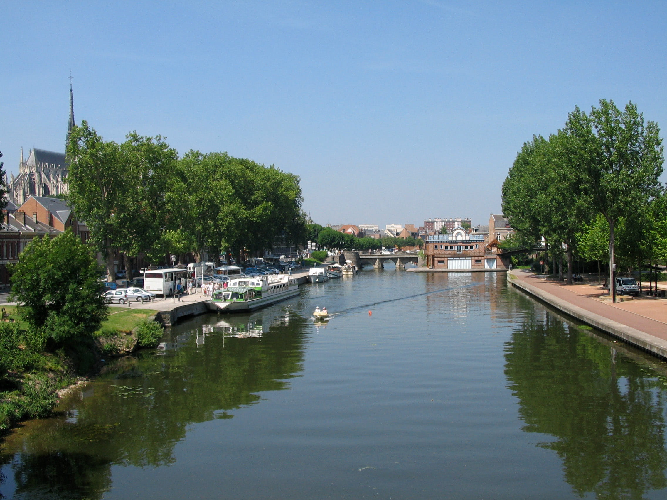 photos, europe, landscapes, day, yacht, reflection, plant, landscape, public domain, Boulevard, nature, River Somme, water, building exterior, sky, built structure, HD Wallpaper