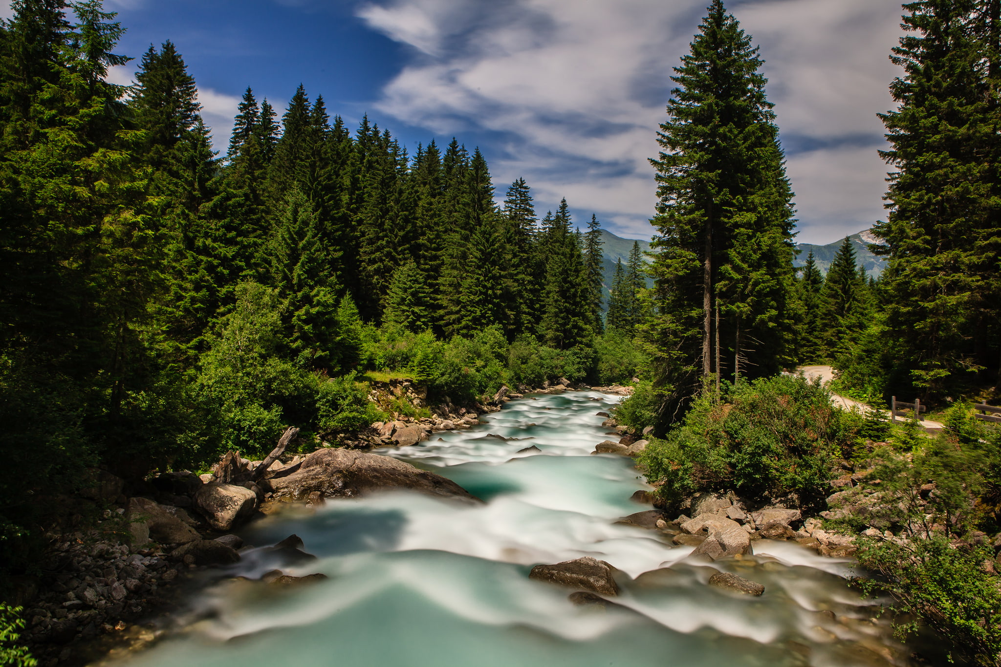 Austria, Alps, forest, river Krimmler-Ache, 1080P, Krimmler Ache river, HD Wallpaper