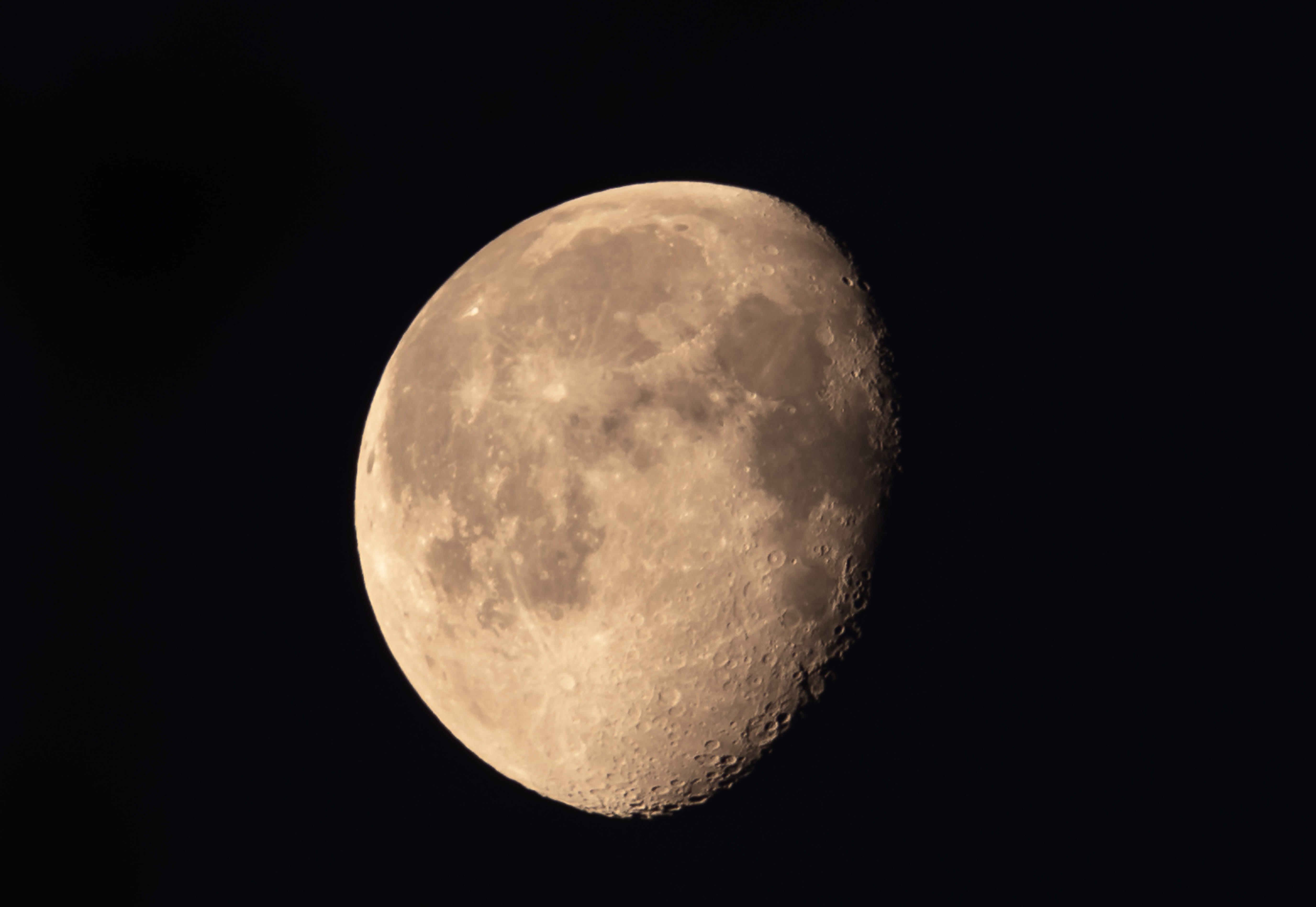 no people, low angle view, 5K, illuminated, dreiviertelmond, moonlight, tranquility, tranquil scene, black background, astrology, space and astronomy, HD Wallpaper