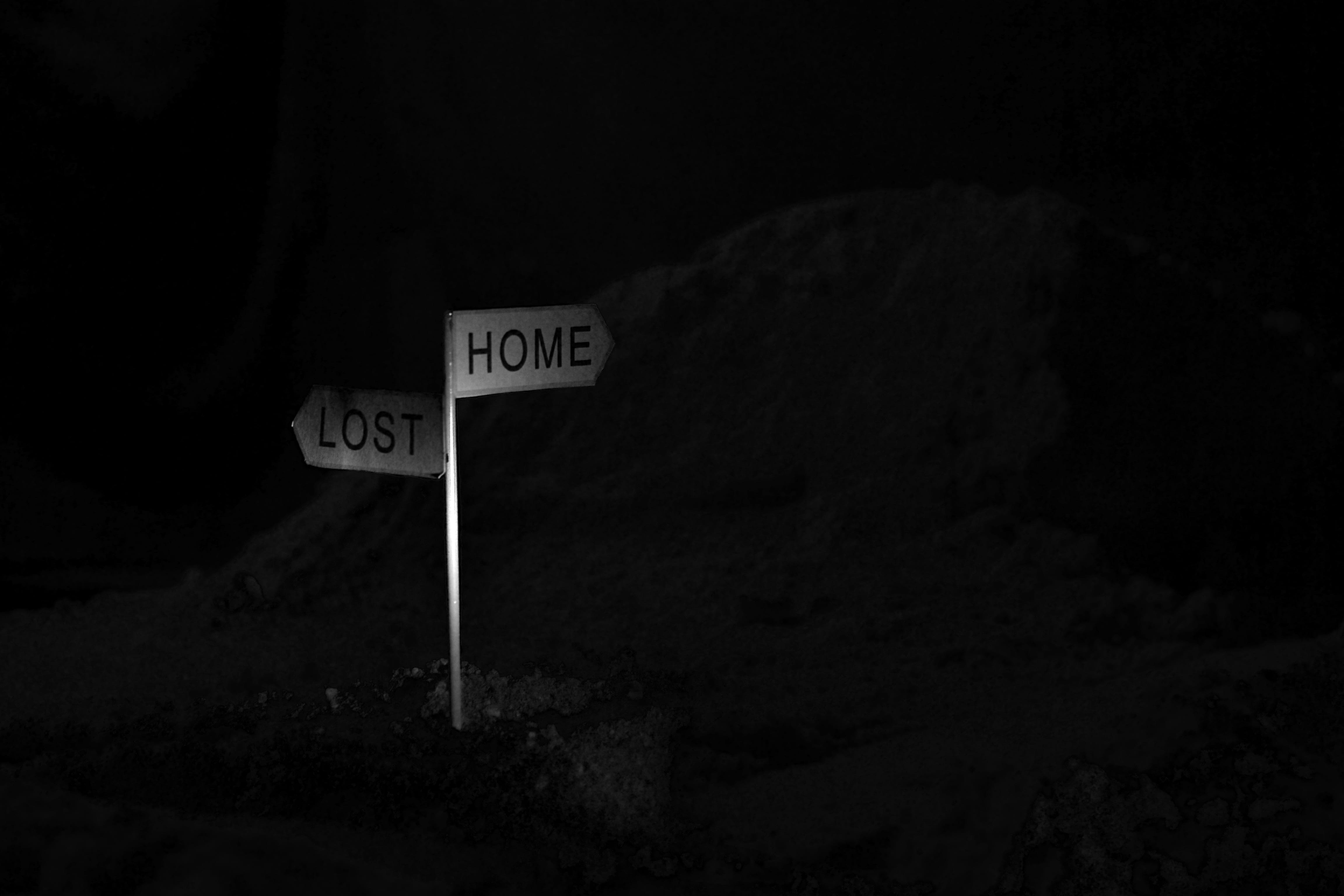 direction, time, night time, plank, guidance, directional sign, road, frustrated, western script, choice, signage, white, danger, communication, outdoors, HD Wallpaper