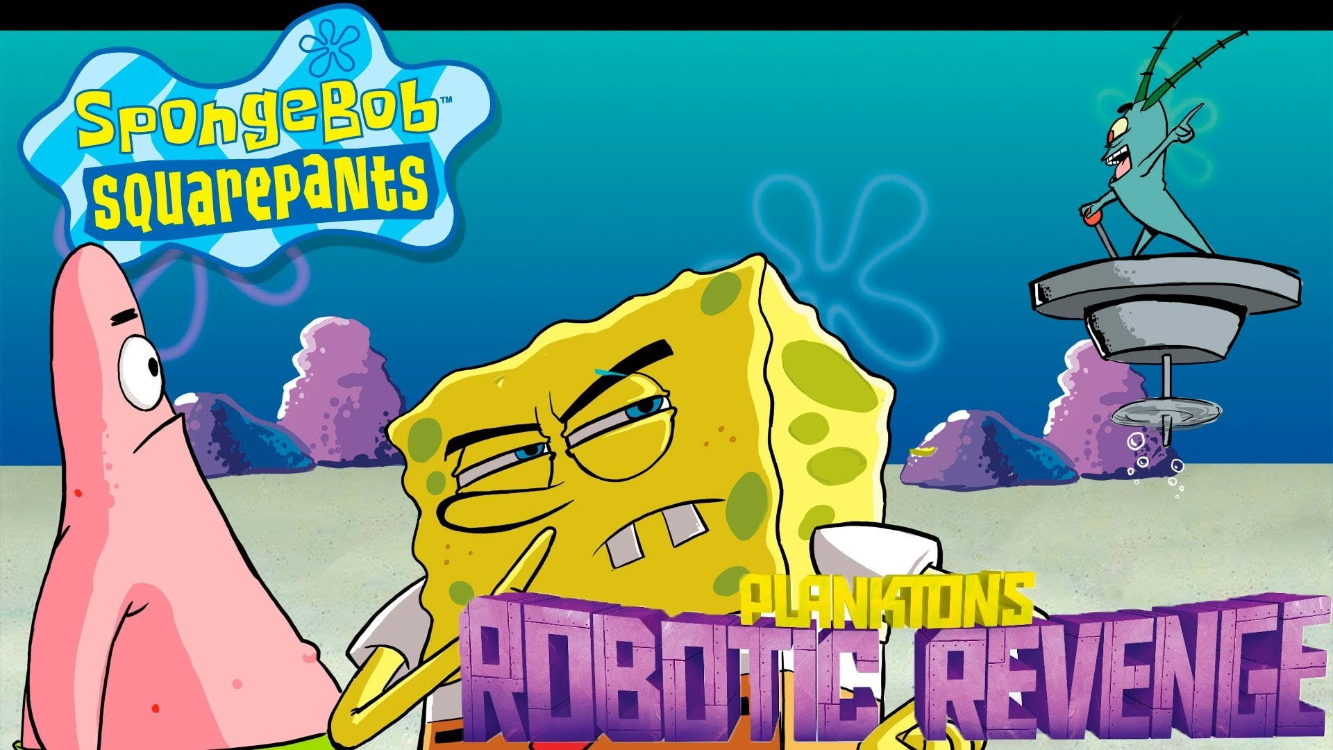 planktons, 1080P, adventure, revenge, platform, cartoon, shooter, action, spongebob, family, robotic, HD Wallpaper