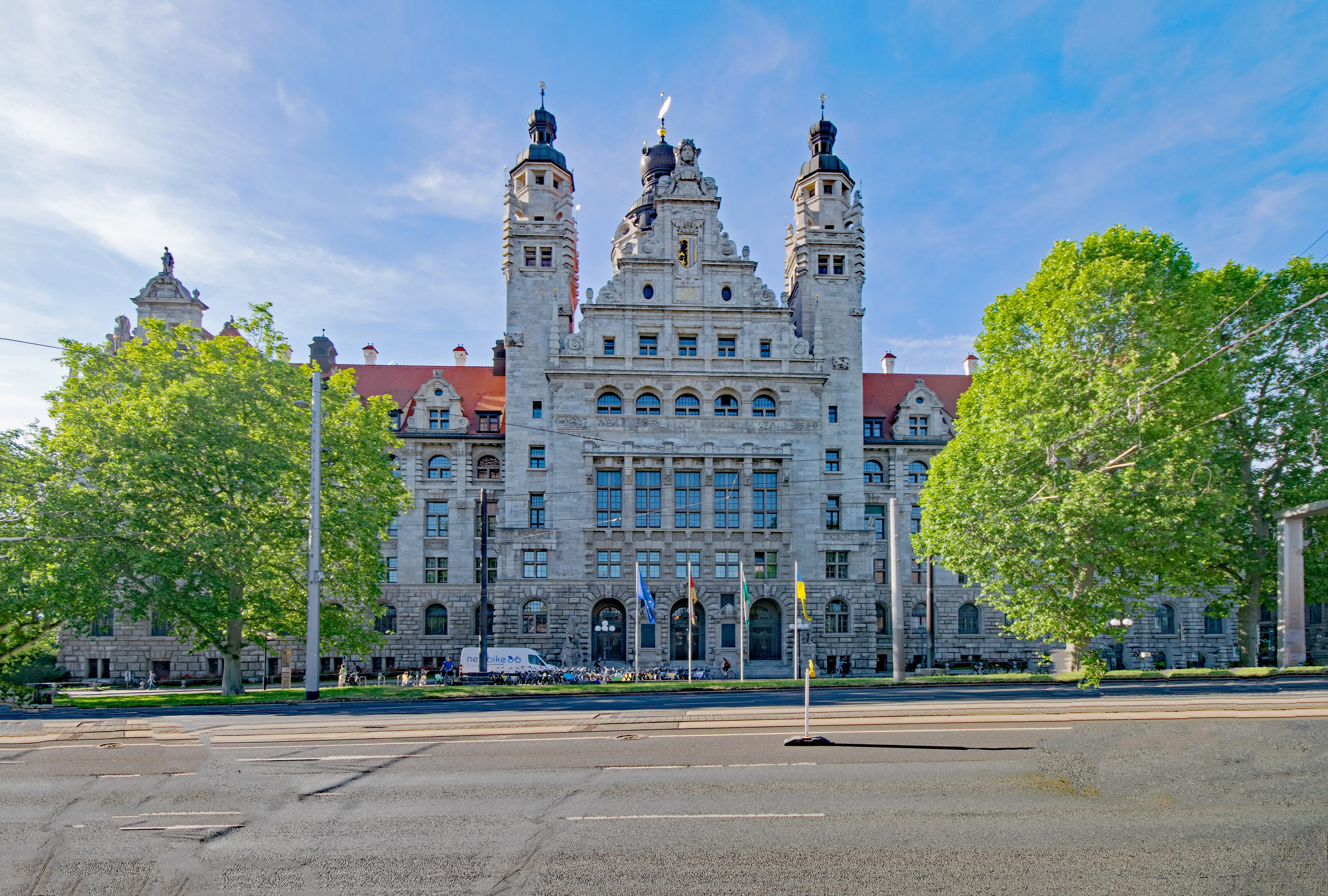 tree, history, nature, outdoors, Saxony, travel destinations, government, old building, Germany, Leipzig, palace, tourism, town hall, no people, sky, culture, HD Wallpaper