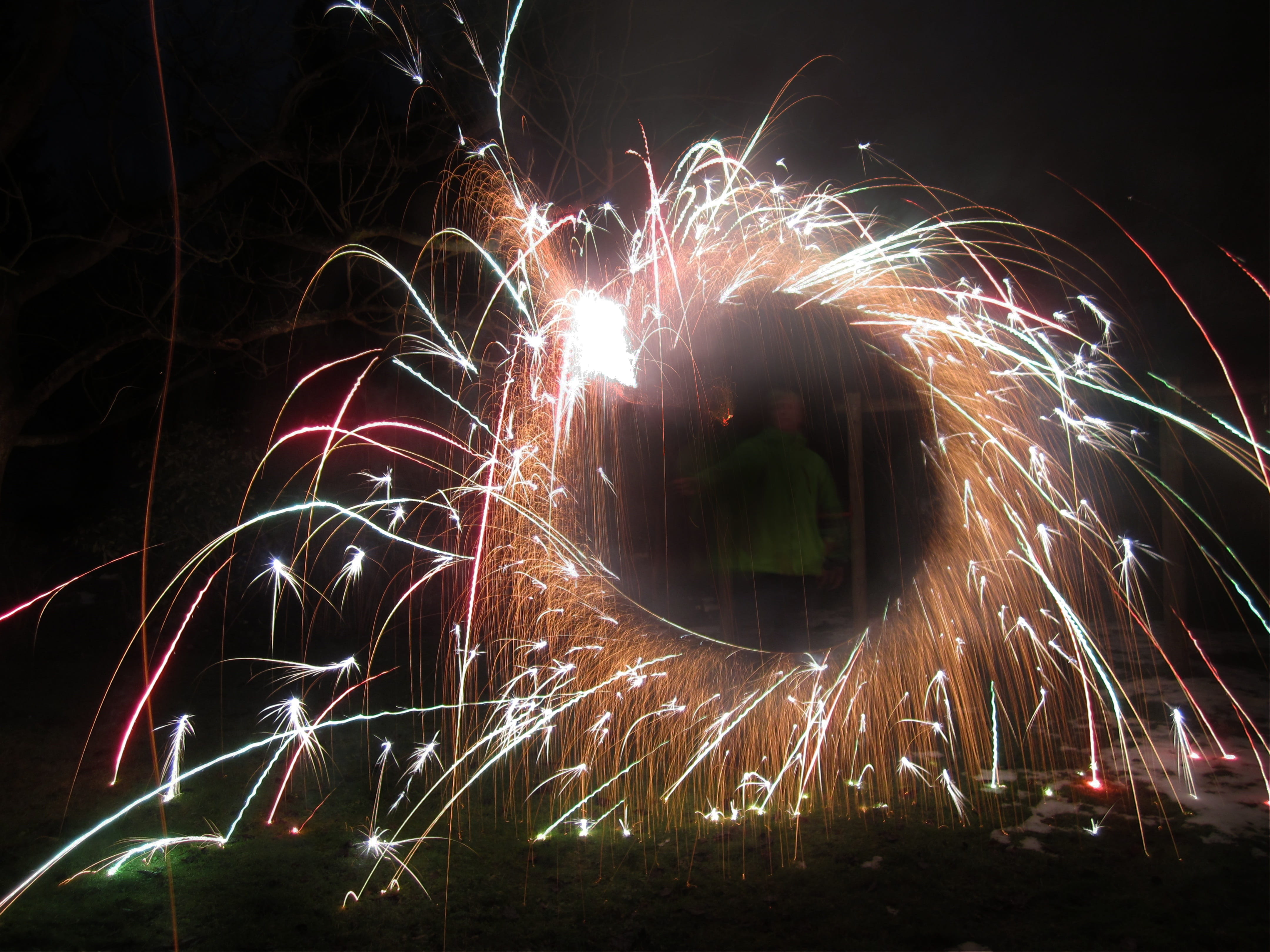 low angle view, festival, Pyrotechnics, firework, motion, exploding, new years day, red, firework - man made object, blurred motion, lights, illuminated, HD Wallpaper