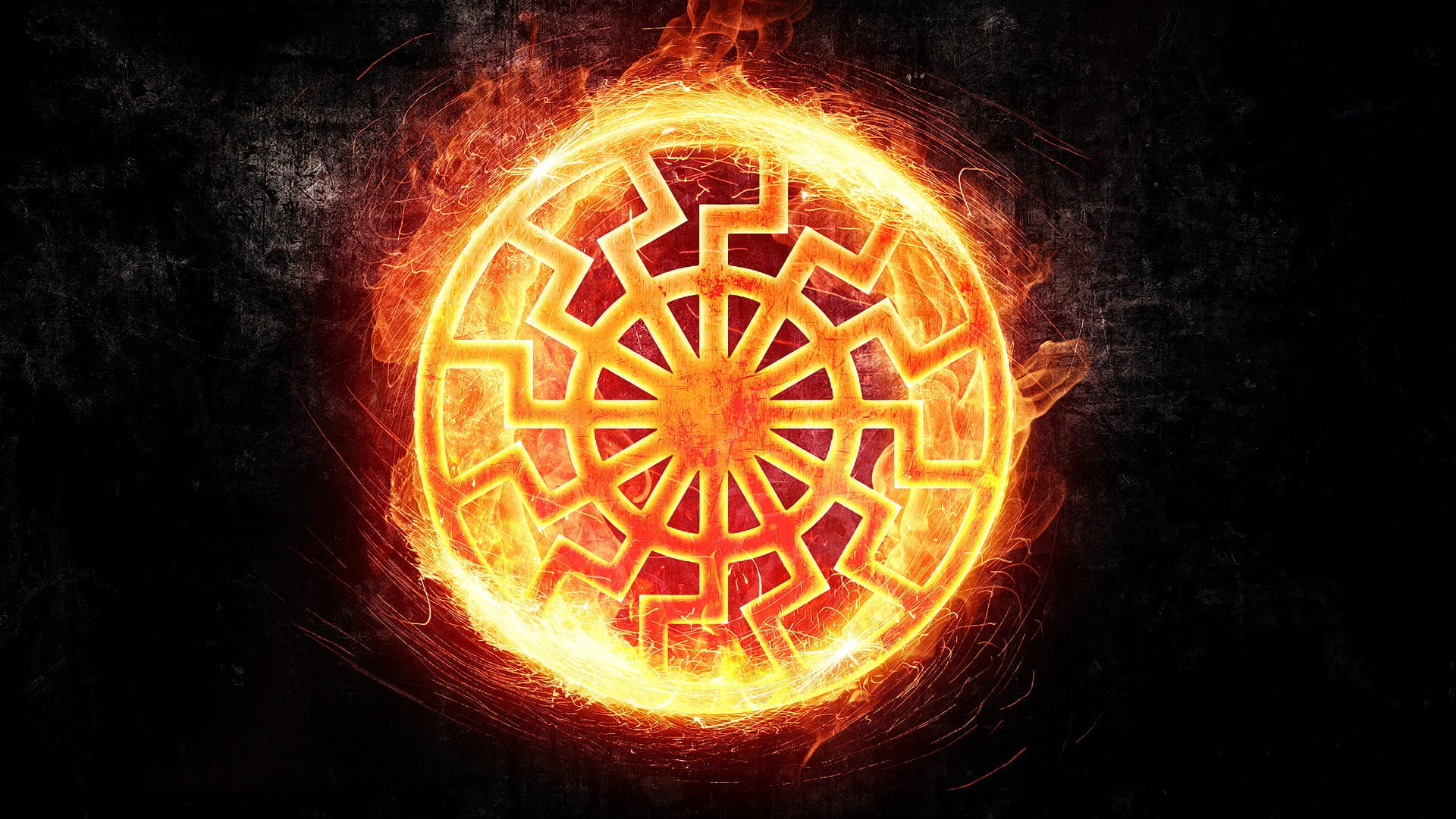 black background, circle, glowing, copy space, blurred motion, sparks, no people, geometric shape, motion, nature, fire, ball, 1080P, heat - temperature, HD Wallpaper