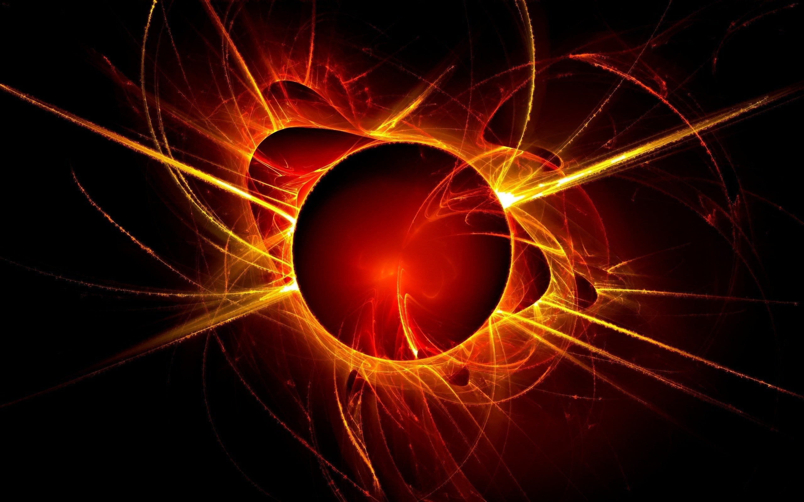 night, motion, fire - natural phenomenon, circle, glowing, illuminated, space, black background, 2K, shape, sparks, light - natural phenomenon, long exposure, HD Wallpaper