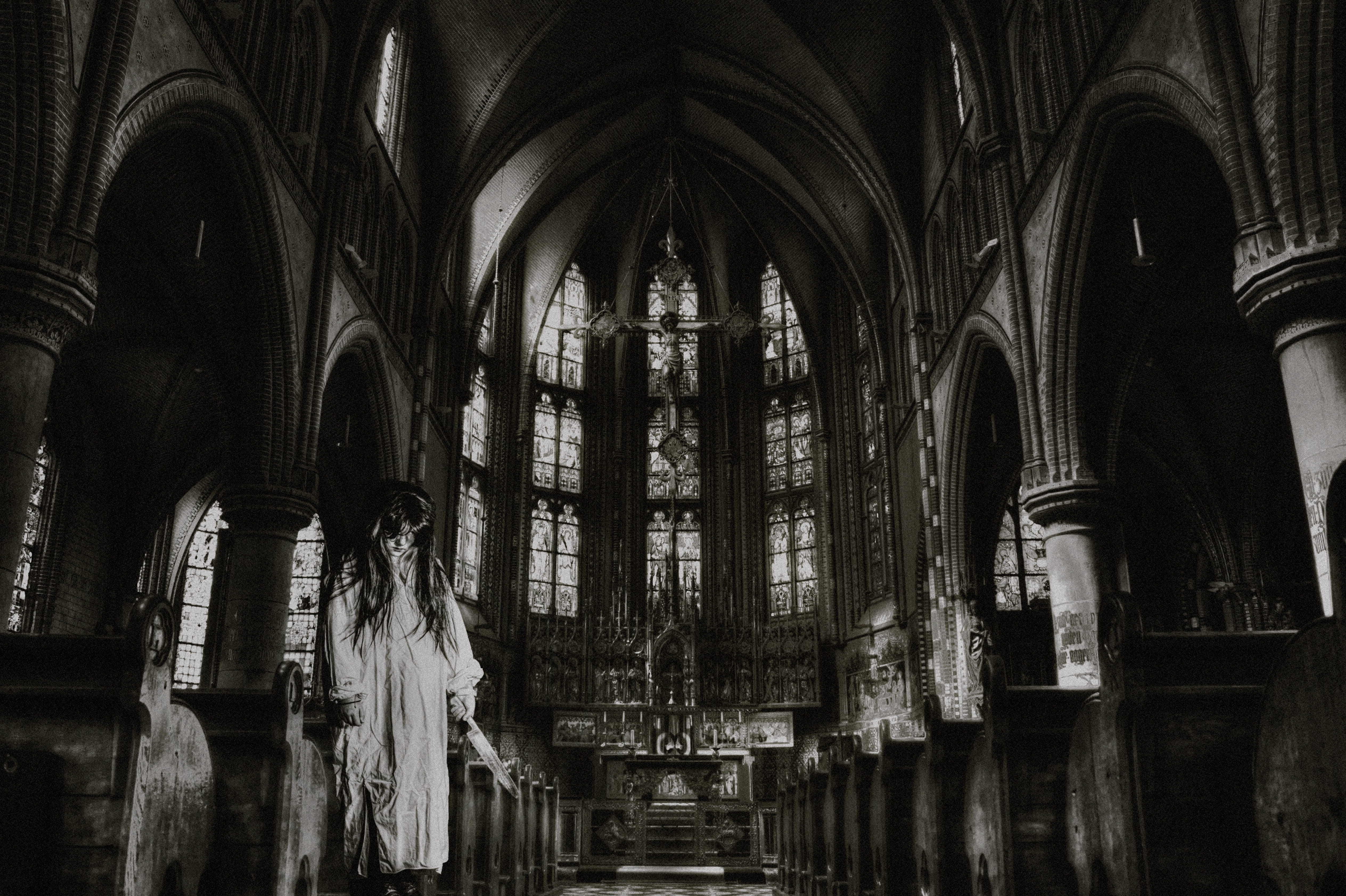 architecture and art, history, building, gothic style, creepy, belief, indoors, weird, built structure, gloomy, spooky, no people, church, horror, arch, HD Wallpaper