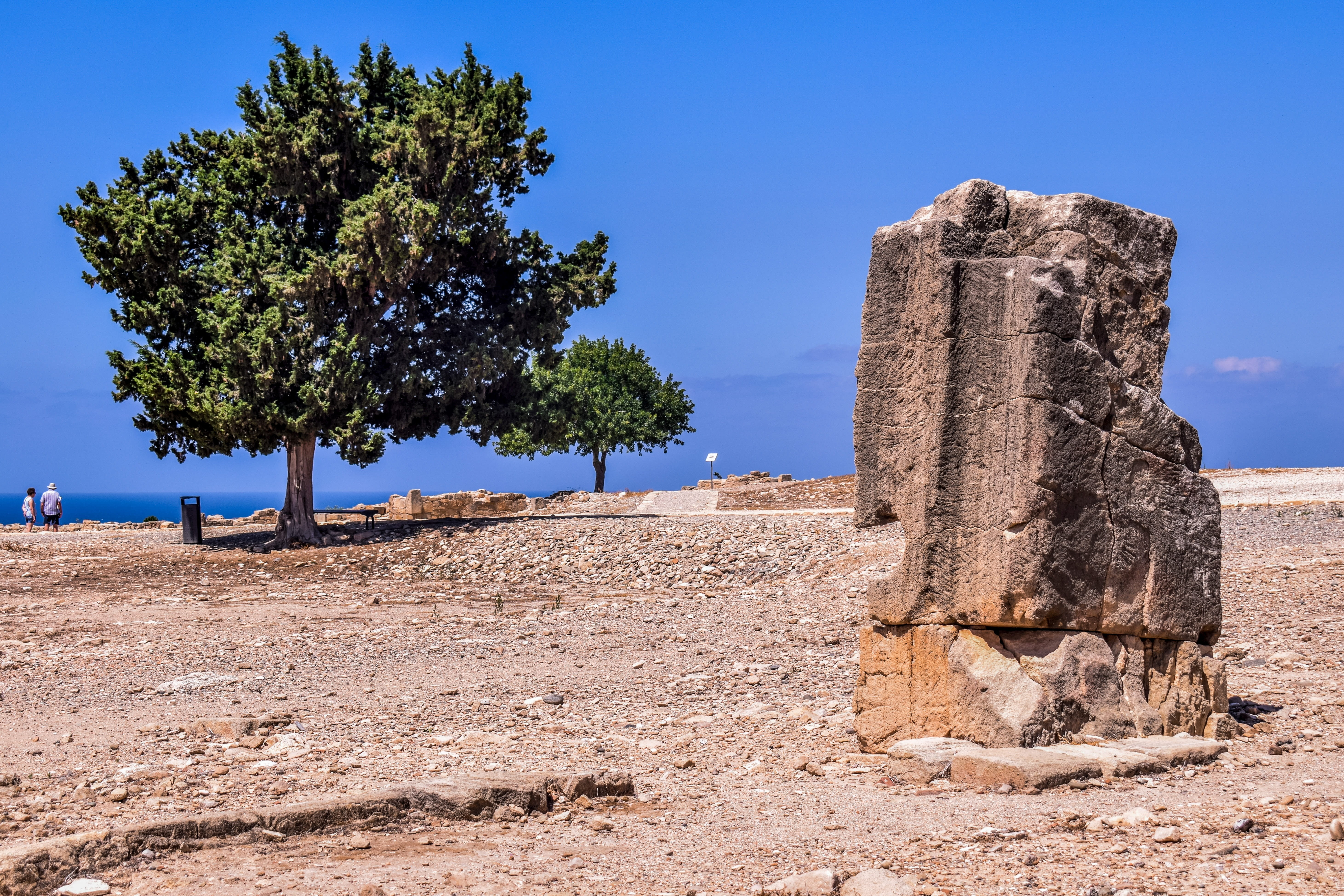 land, travel destinations, sky, stone, kouklia, ancient, old ruin, ancient history, ruined, trees, tree, architecture, remains, archaeology, excavations, HD Wallpaper