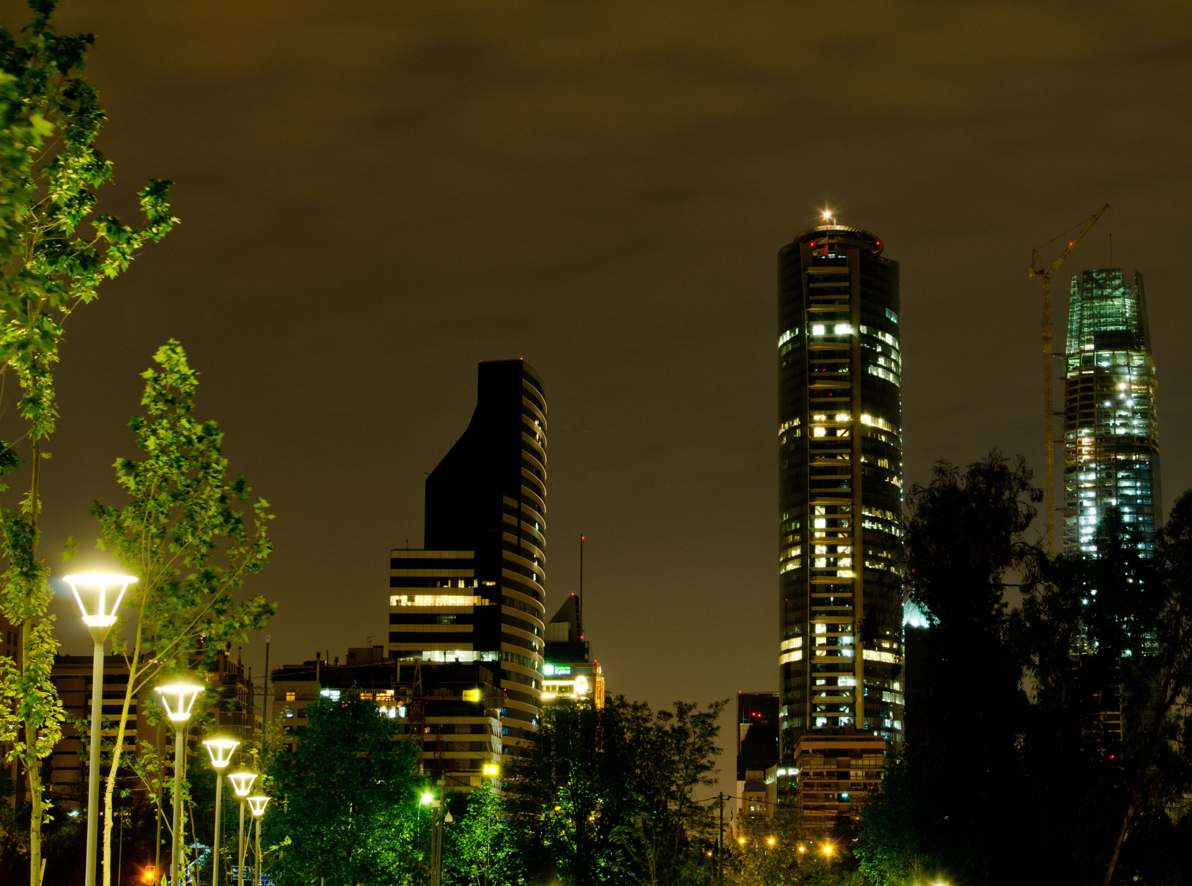 rise, tower, light, office building exterior, City, tree, nature, apartment, sky, no people, Lights, Night, skyscraper, de, cityscape, tall - high, building exterior, HD Wallpaper