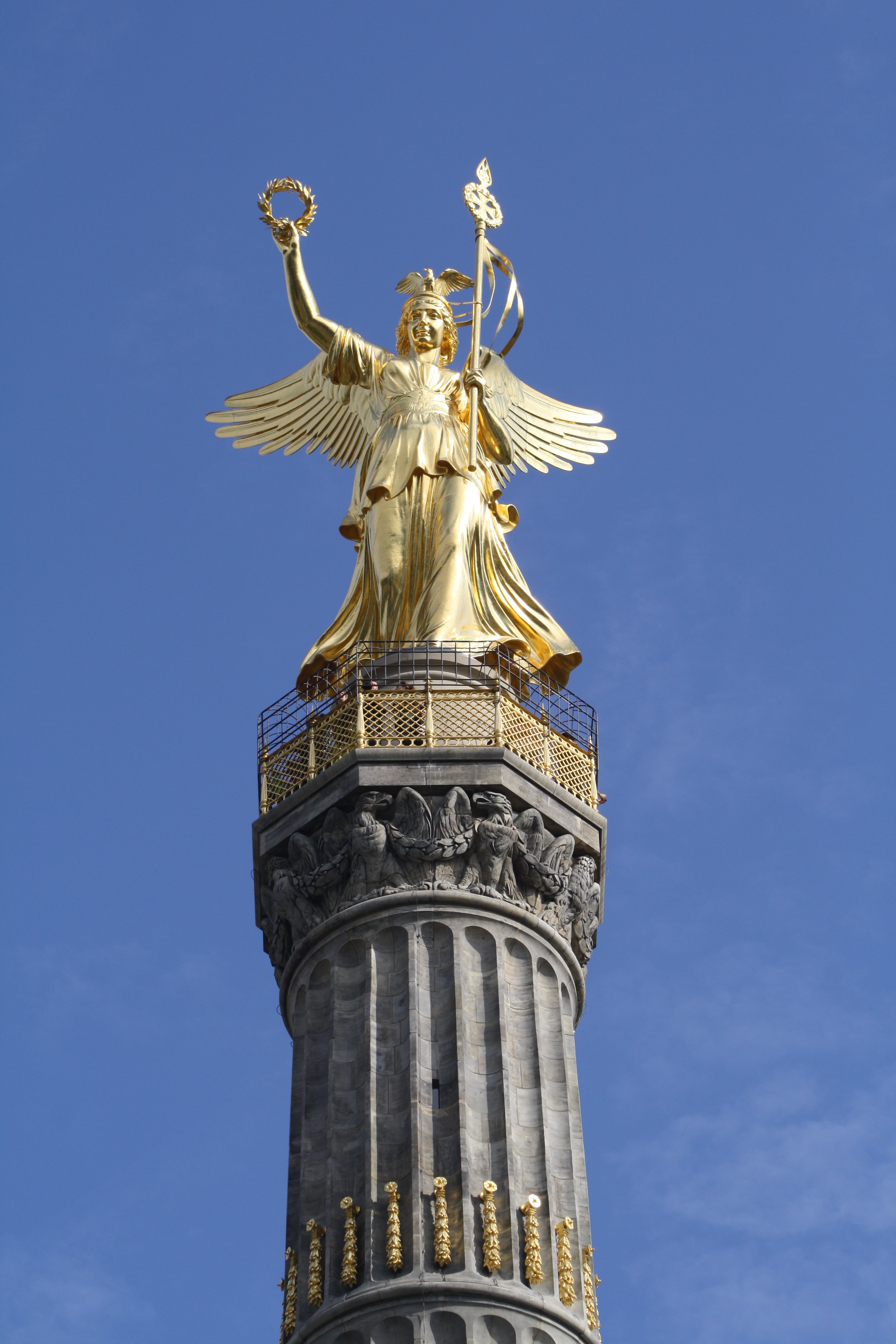 landmark, capital, travel, sculpture, built structure, representation, siegessäule, no people, germany, history, outdoors, 1864, prussia, gold, tourist, Phone HD Wallpaper