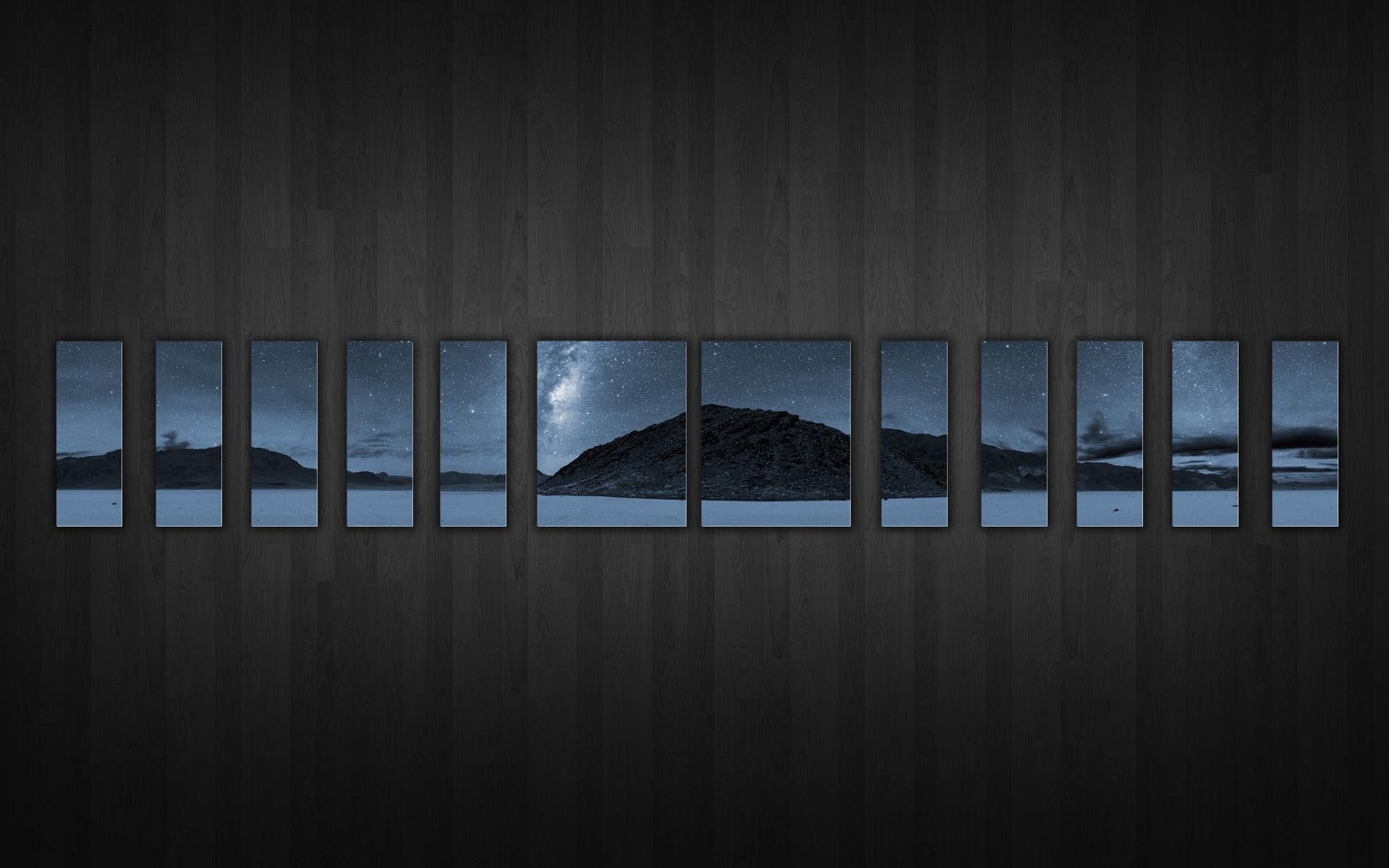 mountain, painting, 1080P, mountains, panel, star, wall, silhouette, 1920x1200, photography, wood, paintings, HD Wallpaper