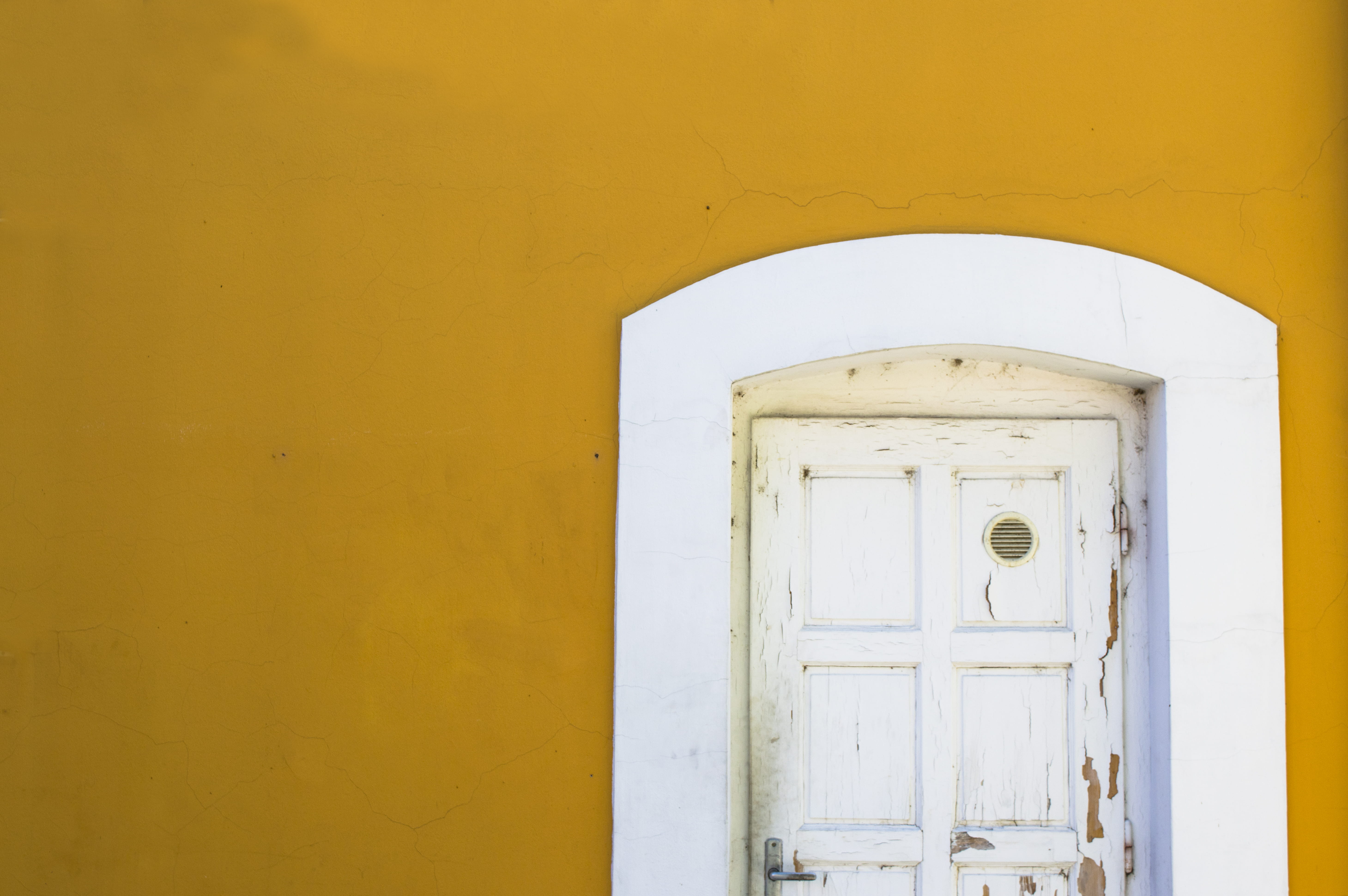 hungary, entrance, white, arch, photo, door, safety, building, paint, panel, painted, white color, outdoors, warm, no people, wall, peeling paint, built structure, HD Wallpaper