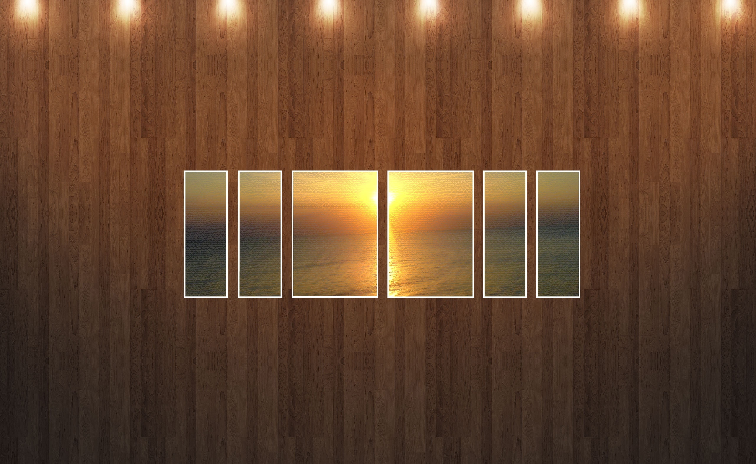 wall - building feature, sea, Creative, Wood, Aero, window, painting, orange color, geometric shape, brown, luxury, wood - material, nature, Beach, illuminated, HD Wallpaper