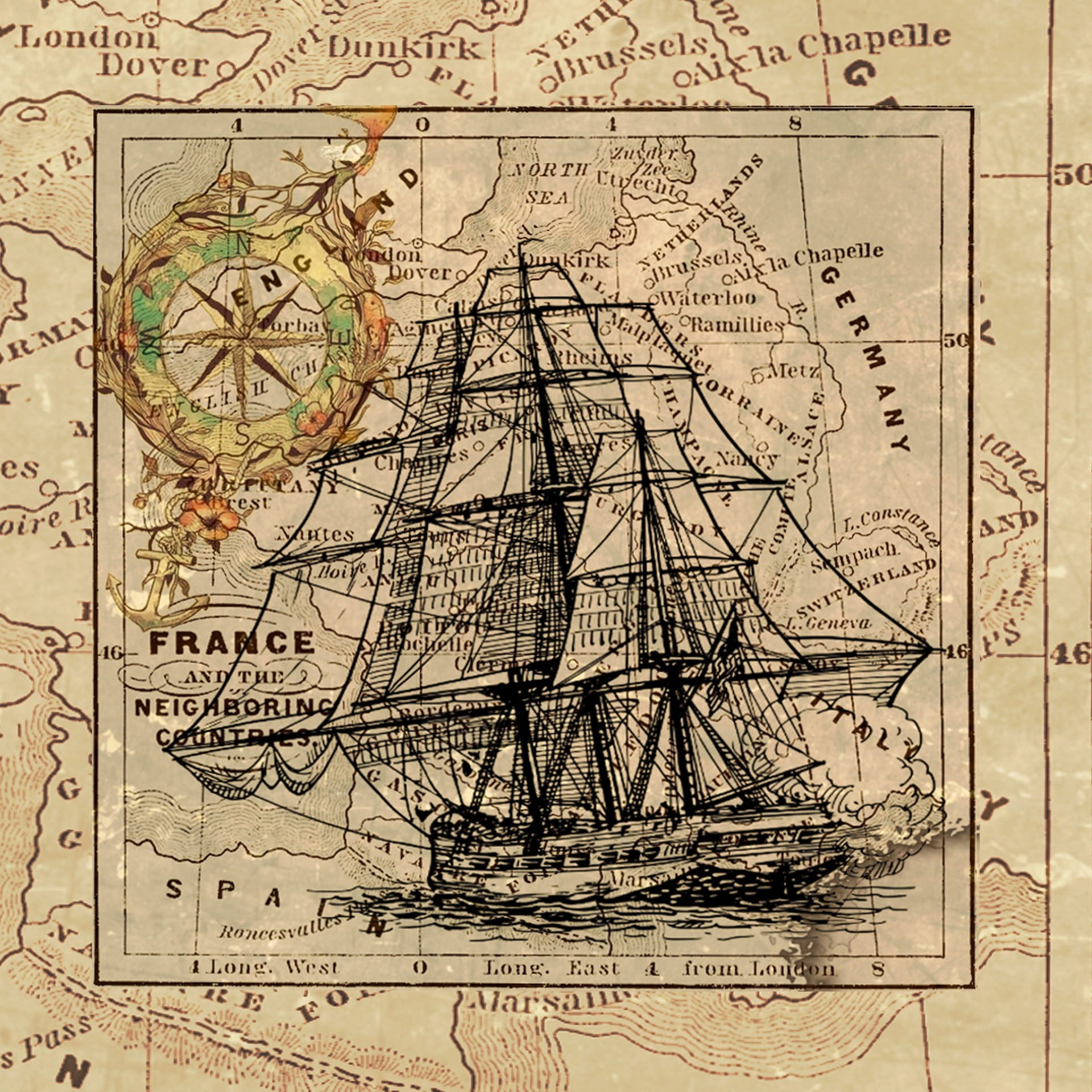 science, global communications, 1080P, map, world map, old, history, antique, sailboat, backgrounds, the past, document, direction, architecture, textured effect, Phone HD Wallpaper
